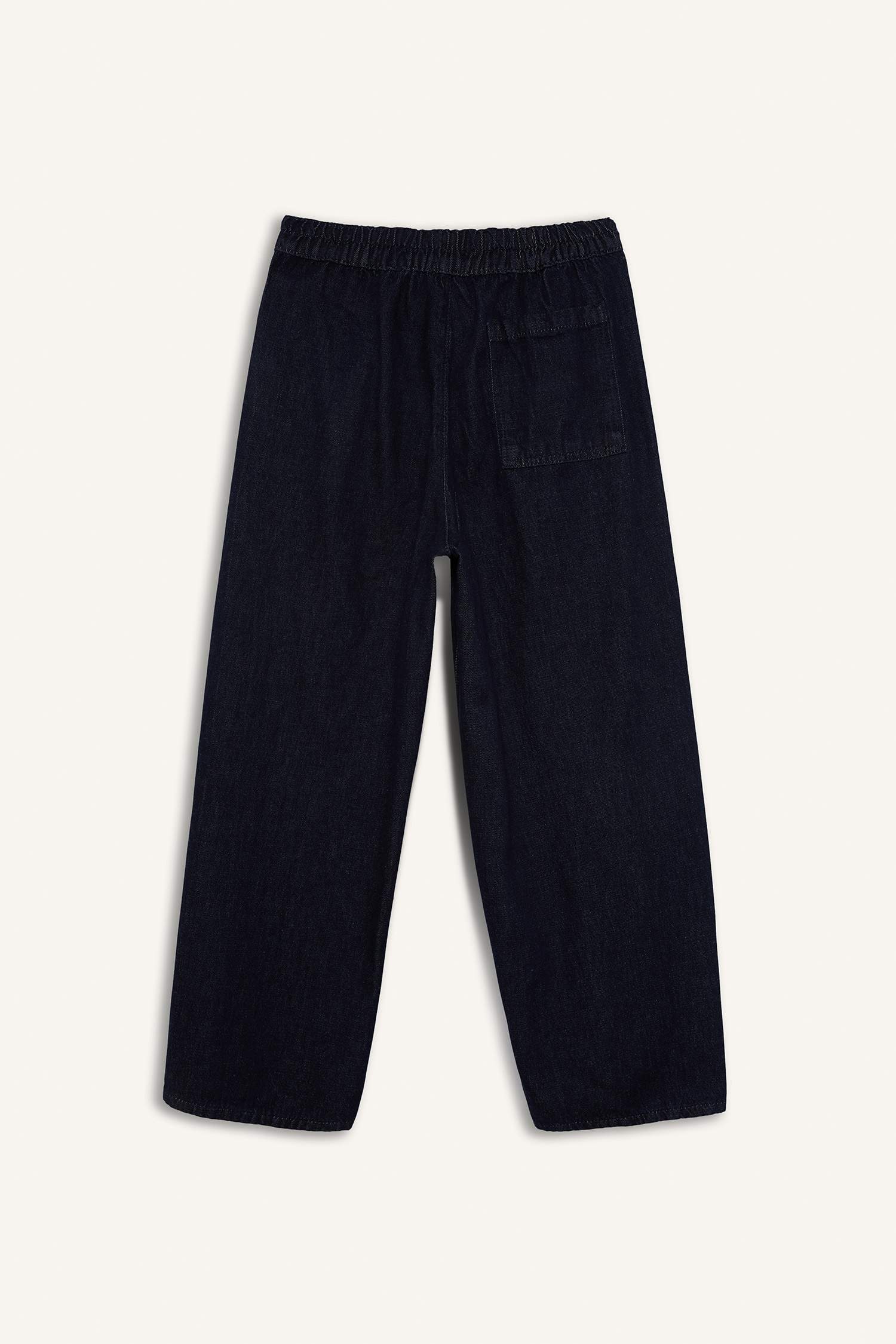 Barrel Fit Beli Lastikli Bilek Boy Cepli Yumuşak Jean Pantolon