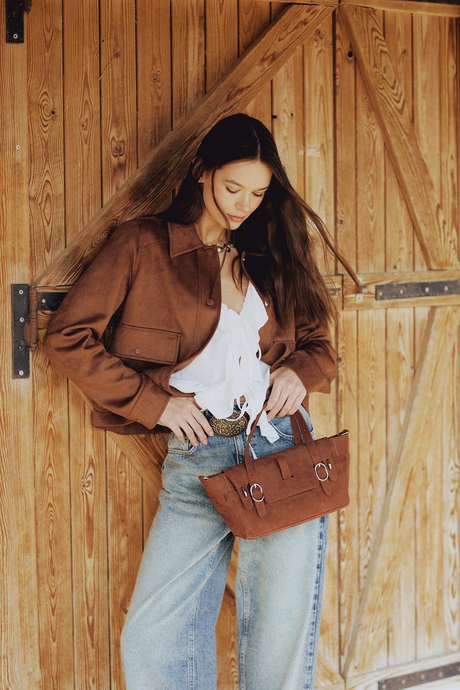 Kadın Süet Omuz Çantası