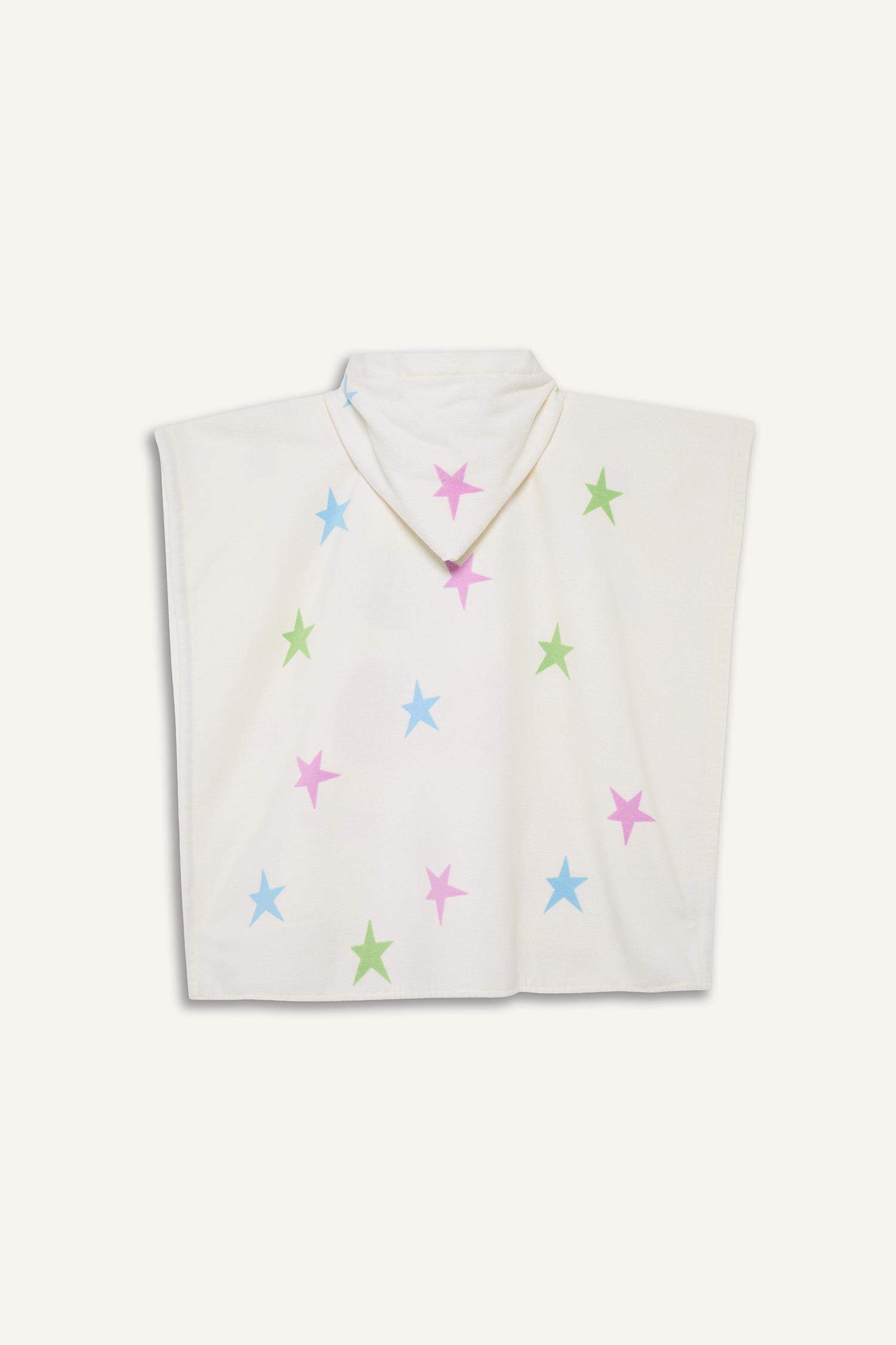 Kız Çocuk Desenli Pamuklu Panço Havlu