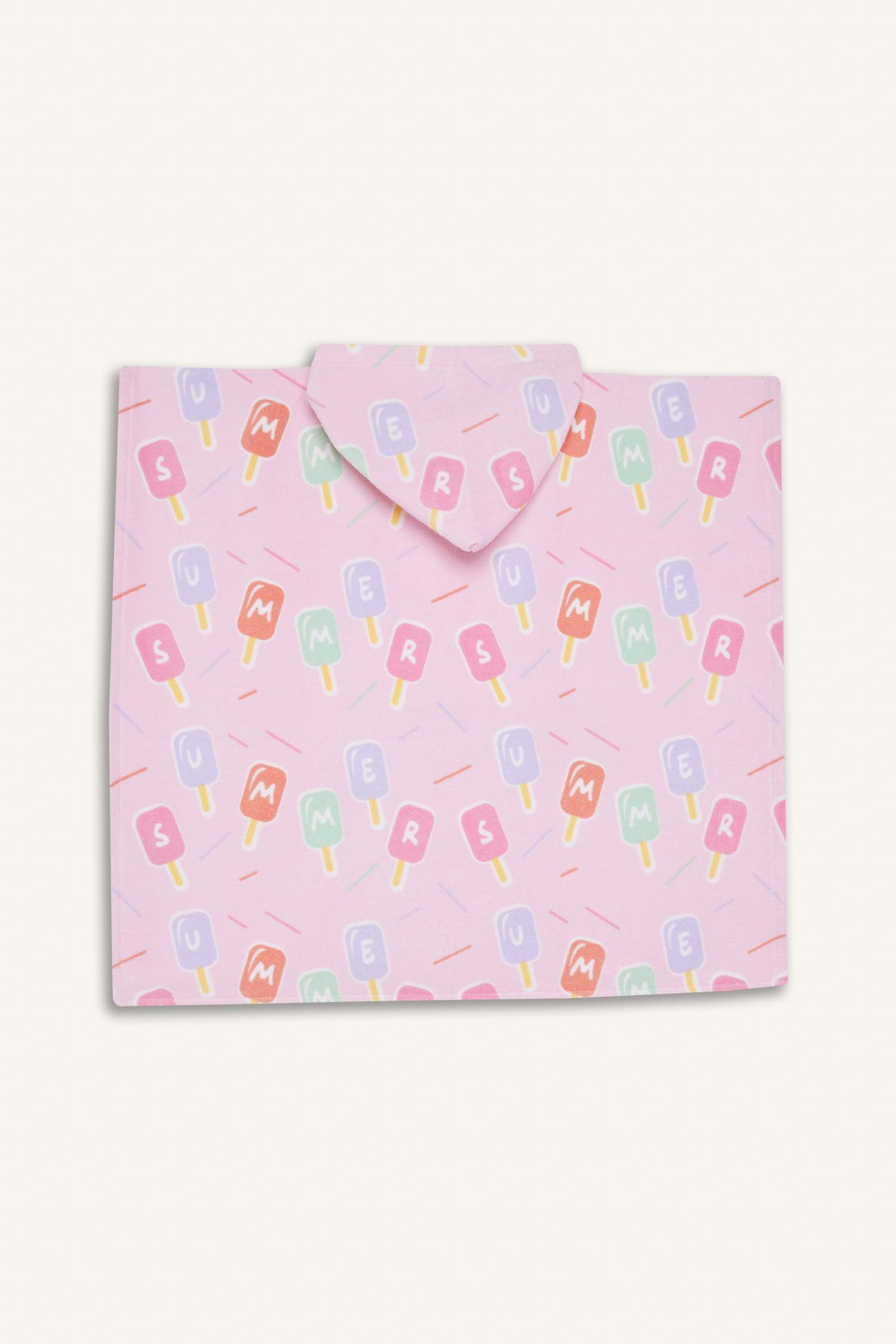 Kız Çocuk Desenli Pamuklu Panço Havlu