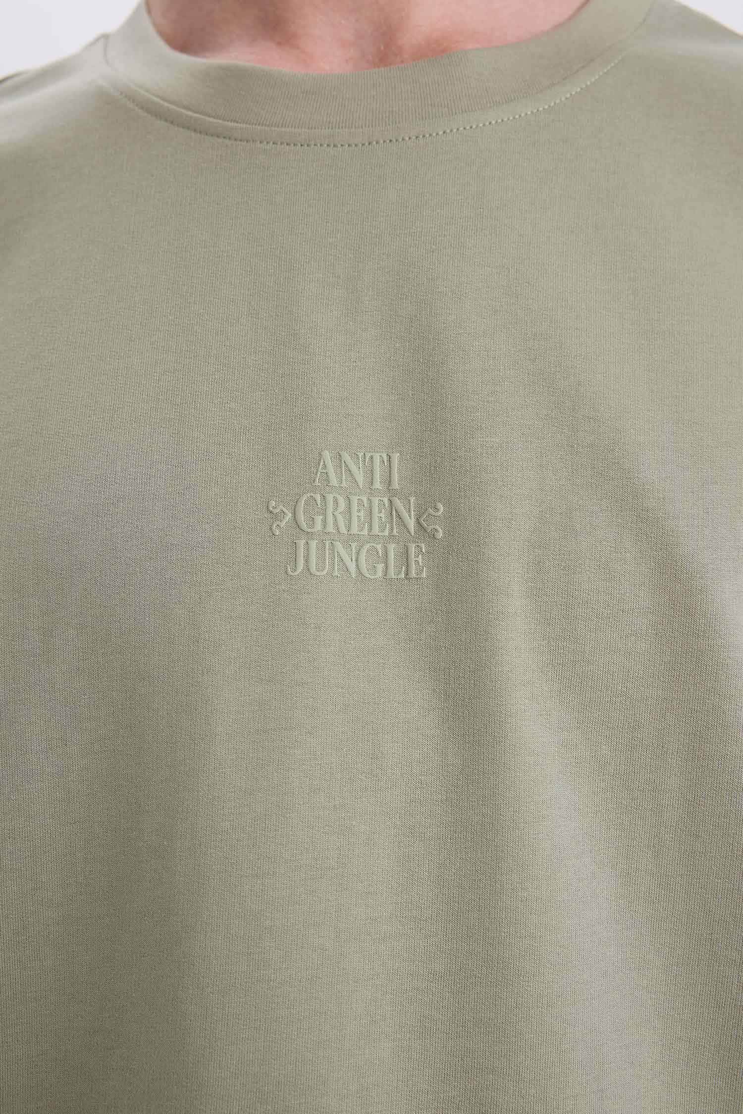 %100 Pamuk Boxy Fit Bisiklet Yaka Sırt Baskılı Kısa Kollu Tişört