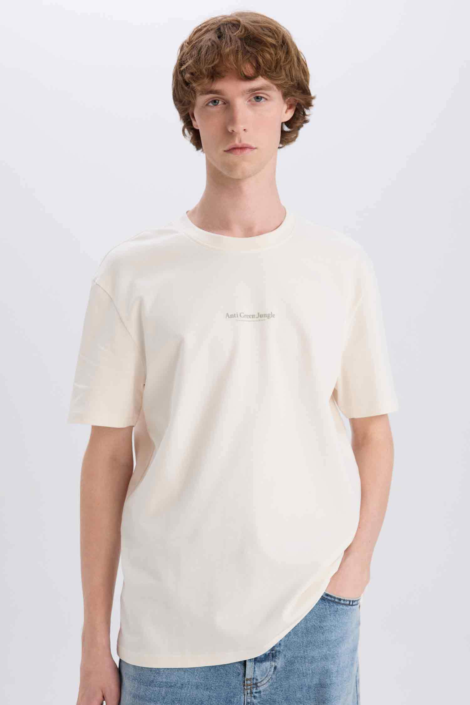 Cotton Regular Fit Crew Neck Printed T-Shirt