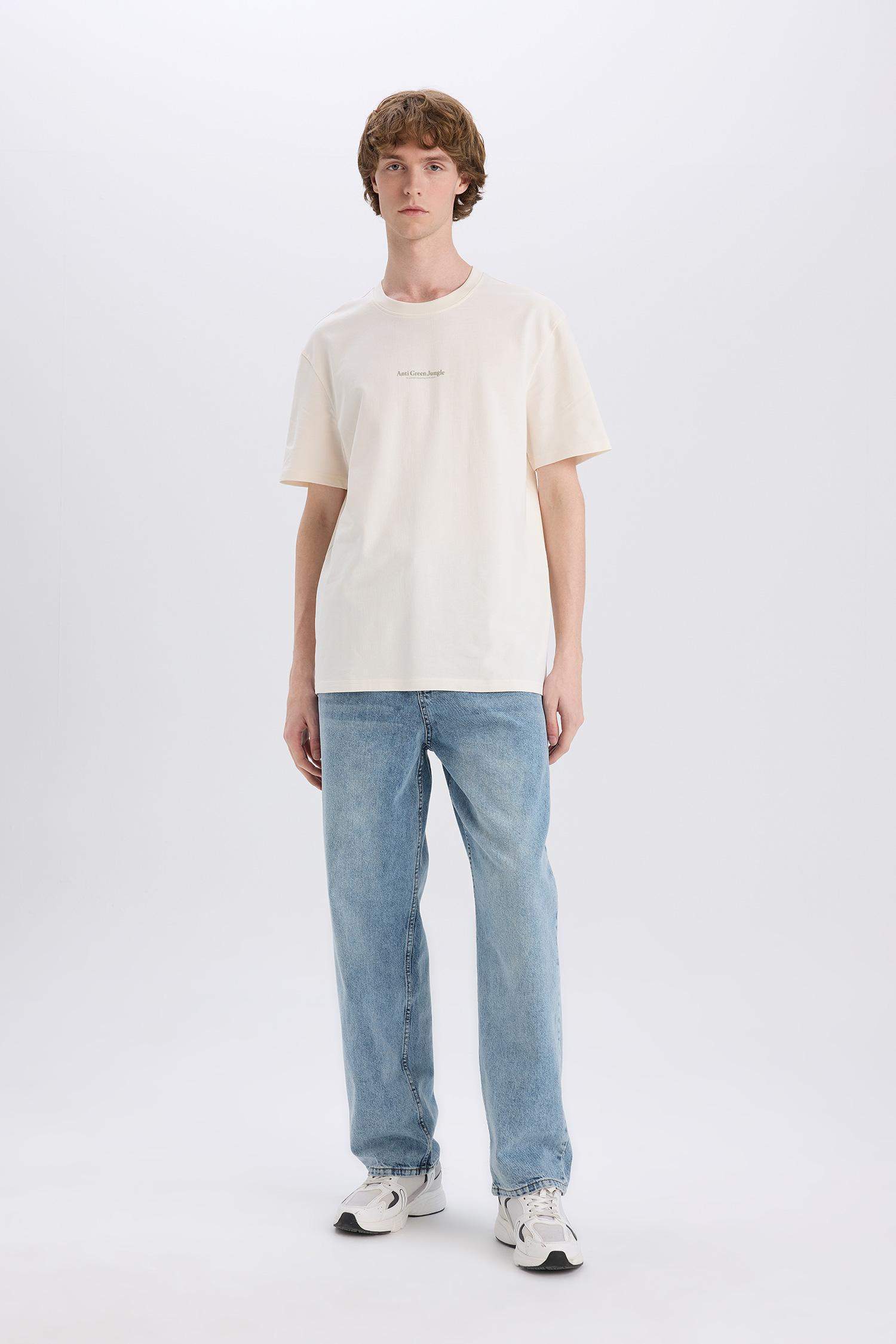 Cotton Regular Fit Crew Neck Printed T-Shirt