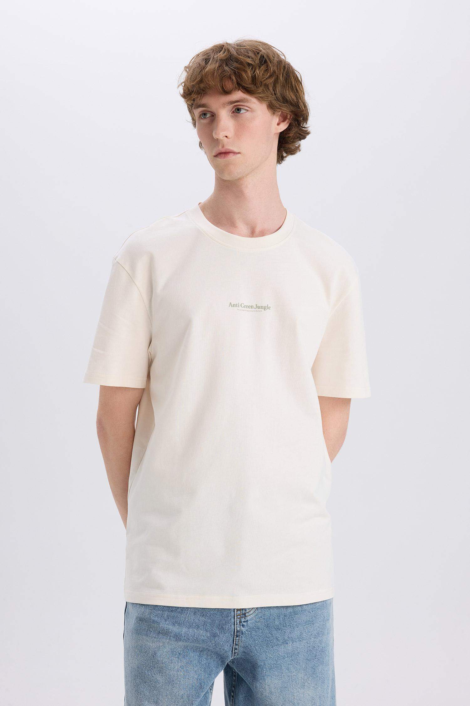 Cotton Regular Fit Crew Neck Printed T-Shirt