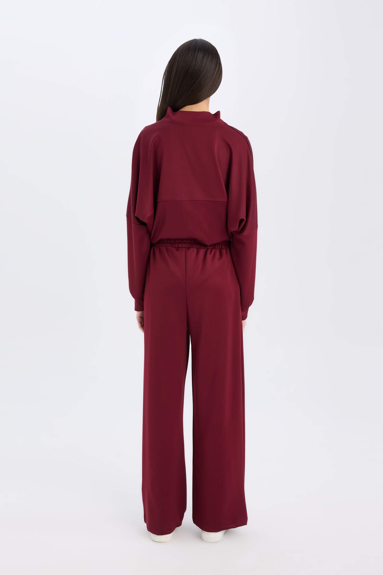 Wide Leg Geniş Bol Paça Eşofman Altı Basic Düz Beli Lastikli Bağcıklı