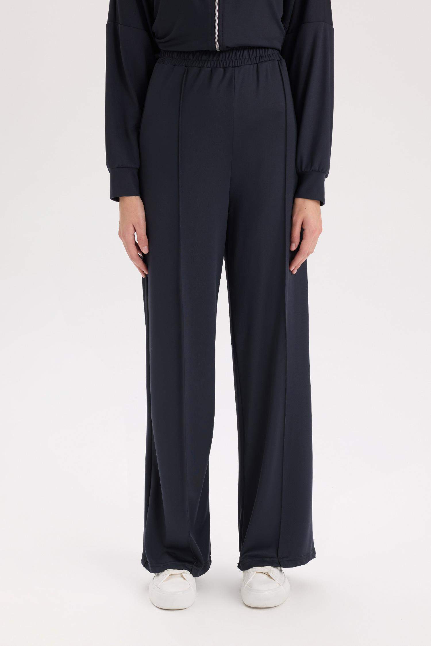 Wide Leg Geniş Bol Paça Eşofman Altı Basic Düz Beli Lastikli Bağcıklı