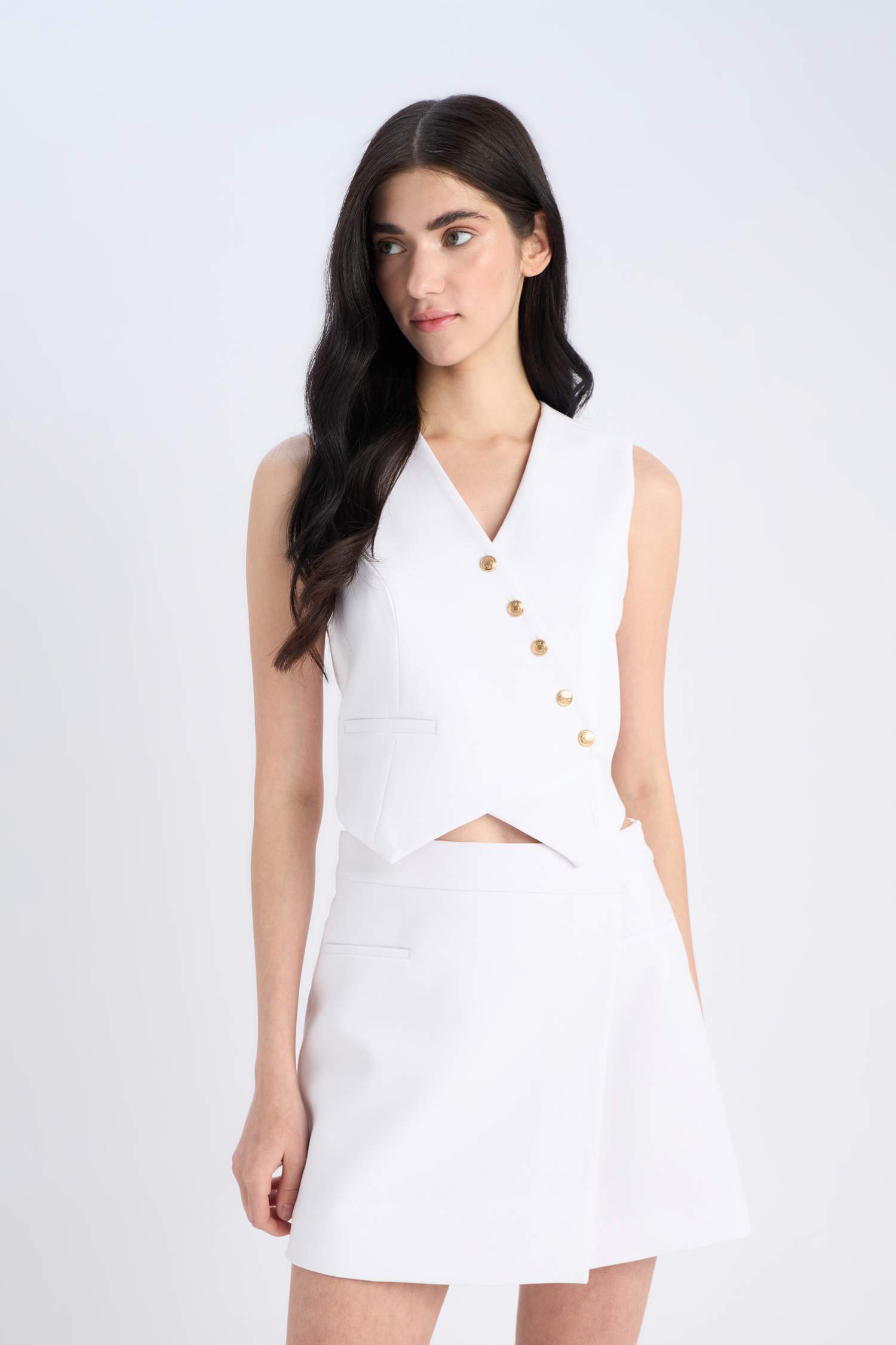 Asymmetric V-Neck Vest