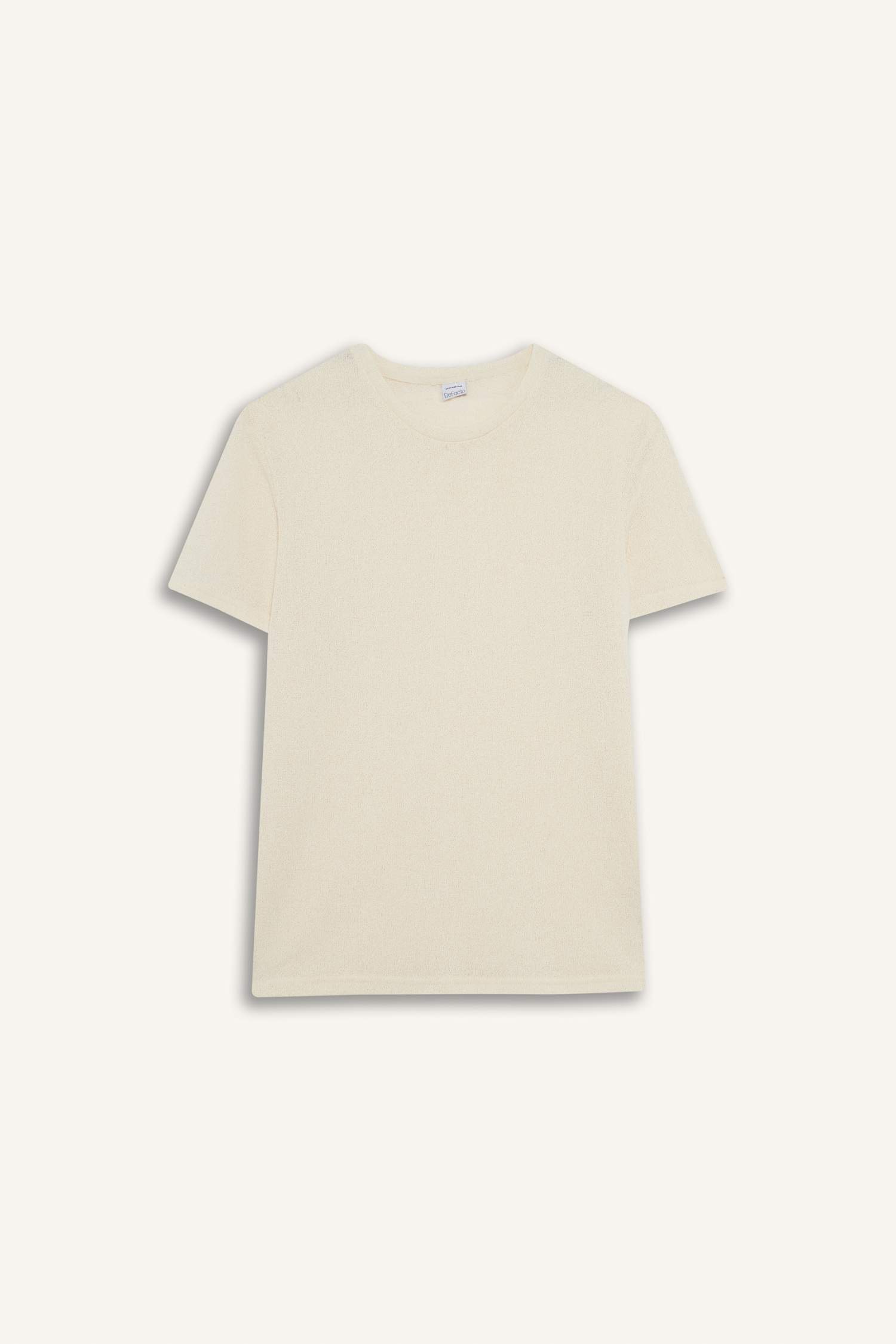 Regular Fit Bisiklet Yaka Kısa Kollu Triko Görünümlü Tişört