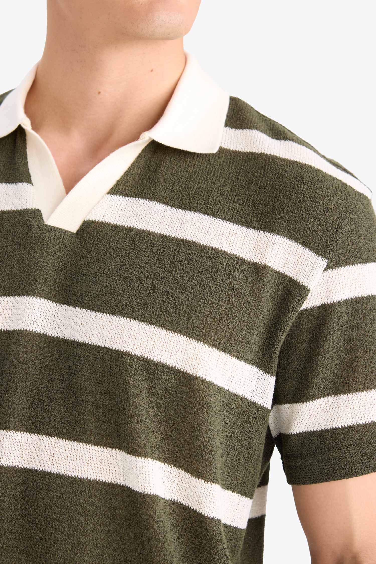 Regular Fit Short Sleeve Striped Polo T-Shirt