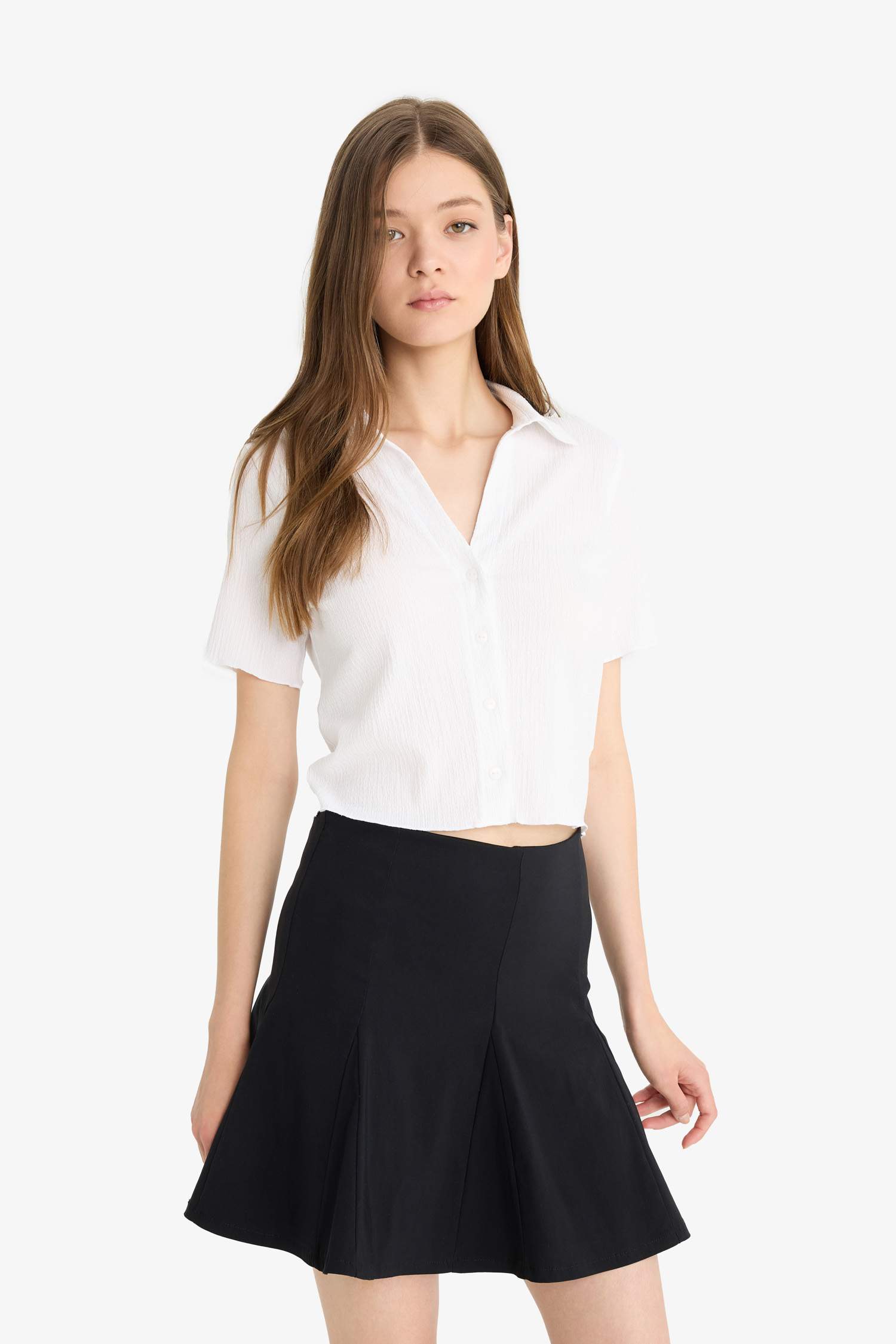 Slim Fit Shirt Collar Short Sleeve Shirt