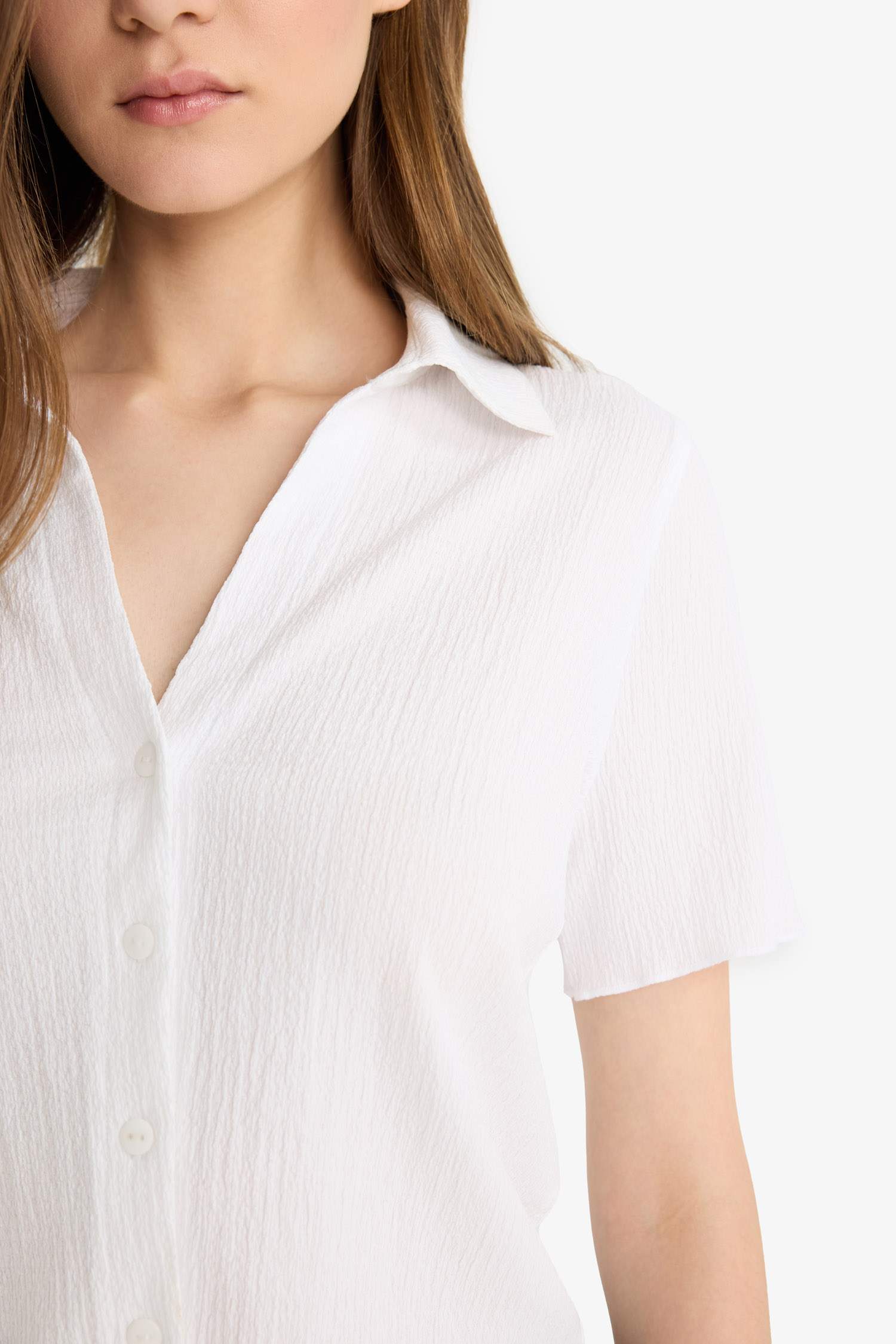 Slim Fit Shirt Collar Short Sleeve Shirt