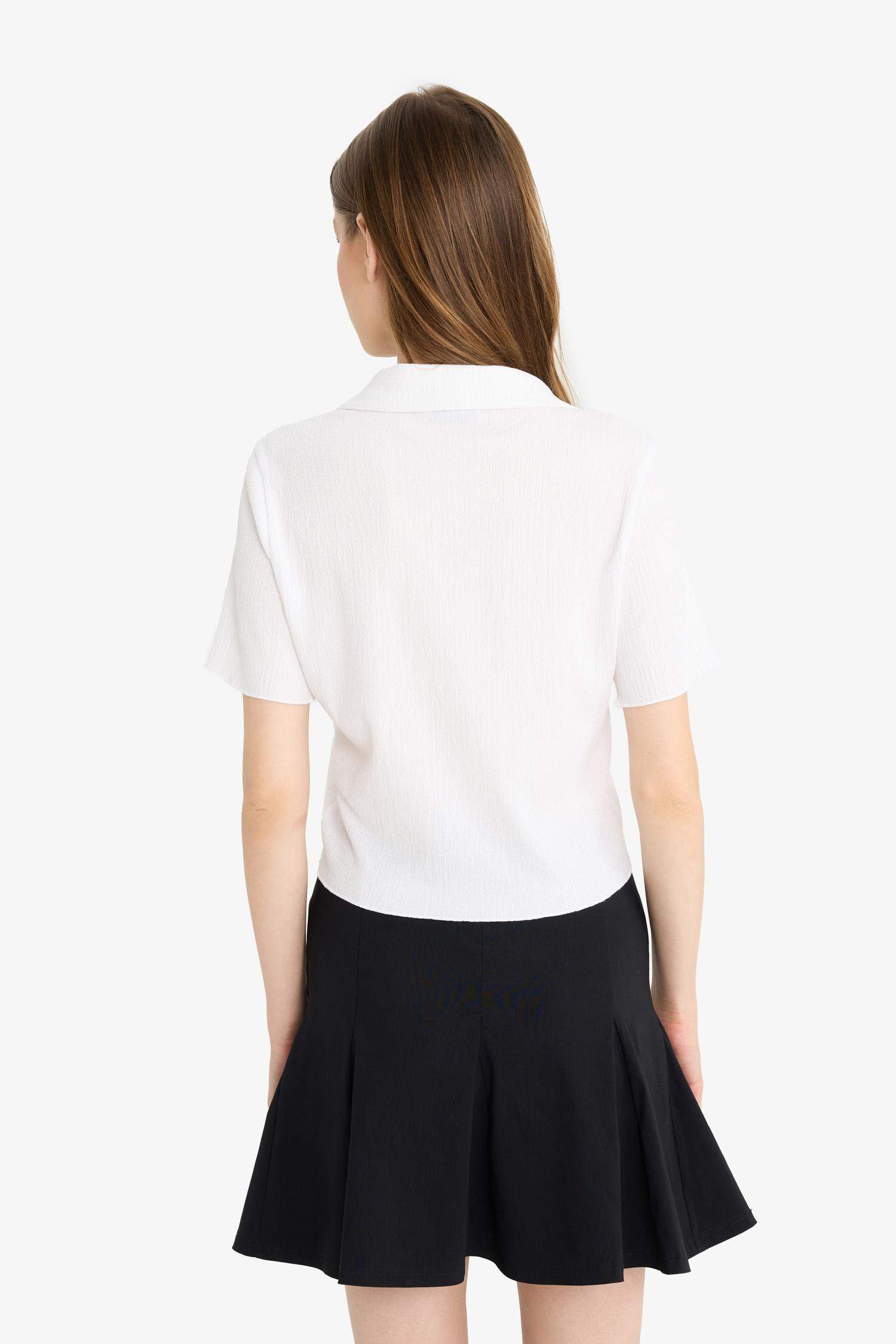 Slim Fit Shirt Collar Short Sleeve Shirt