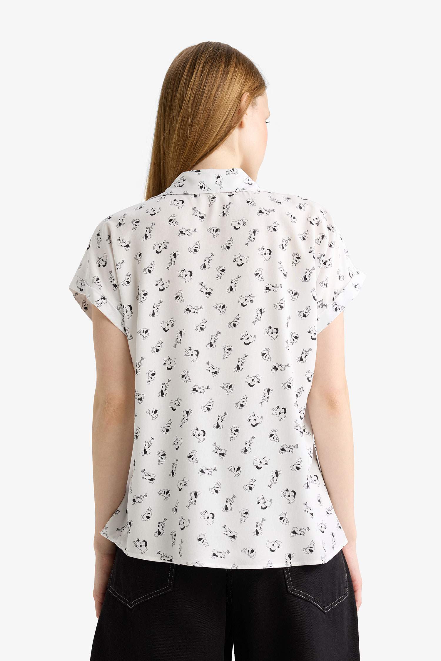 Regular Fit Shirt Collar Viscose Short Sleeve Shirt