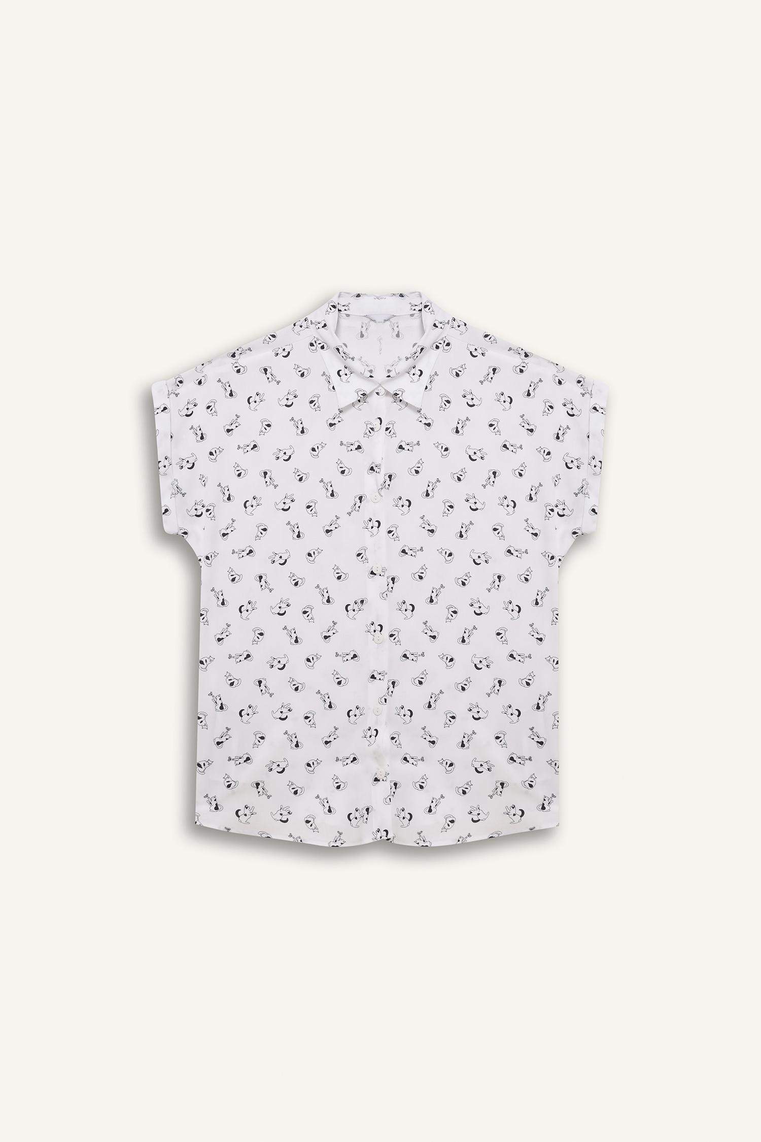 Regular Fit Shirt Collar Viscose Short Sleeve Shirt