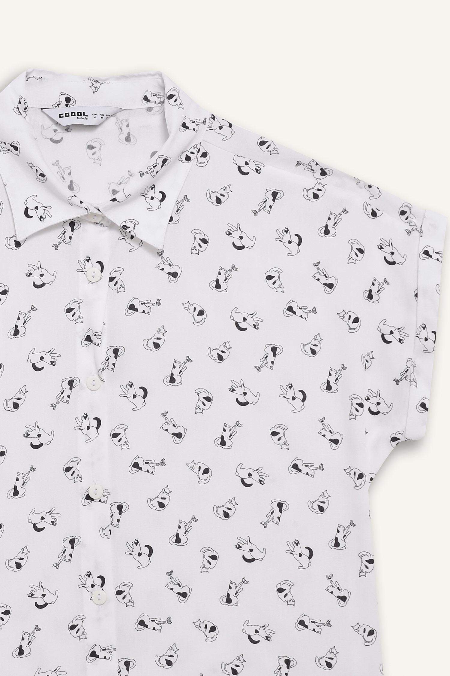 Regular Fit Shirt Collar Viscose Short Sleeve Shirt