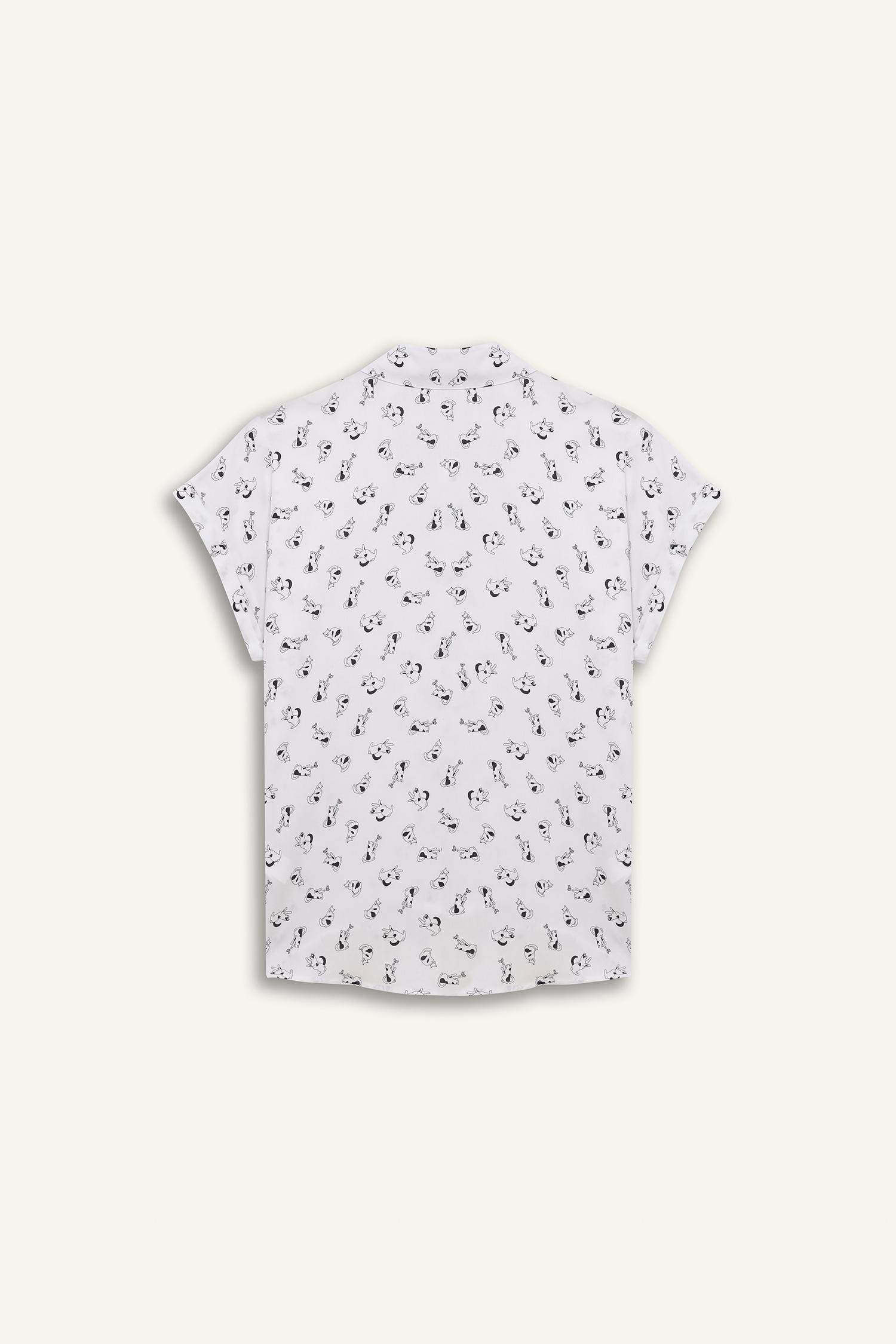 Regular Fit Shirt Collar Viscose Short Sleeve Shirt