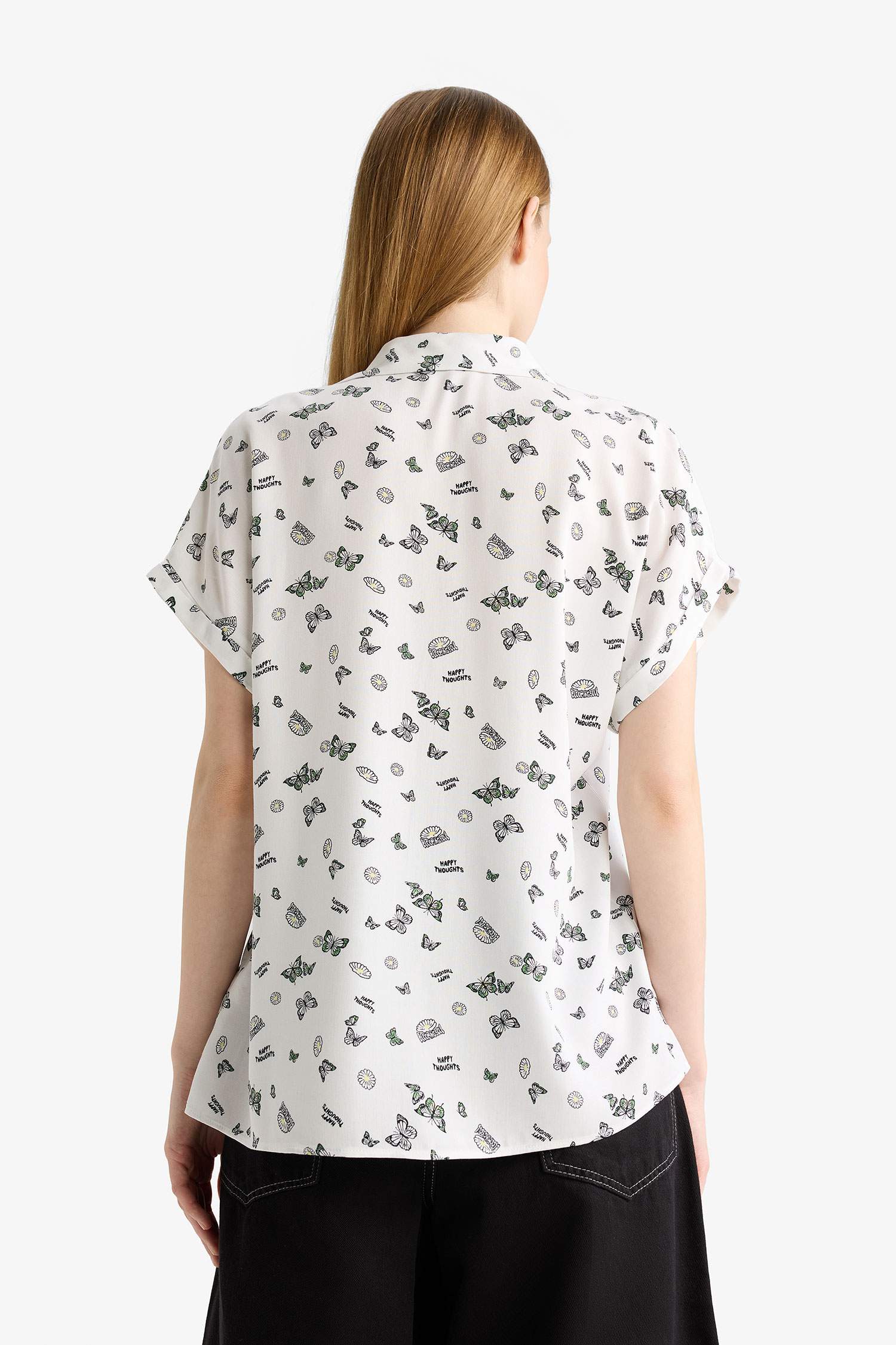 Regular Fit Shirt Collar Viscose Short Sleeve Shirt