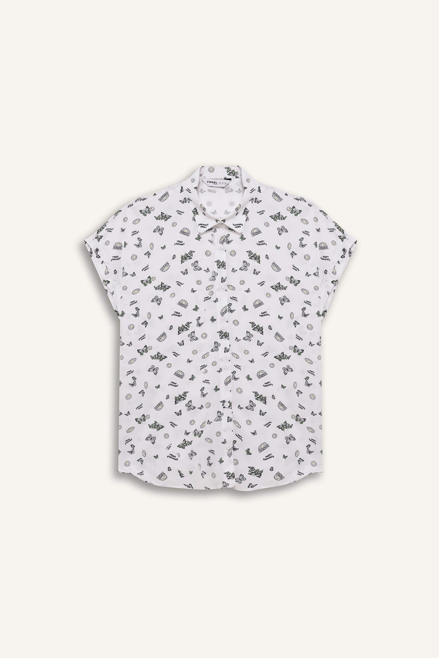 Regular Fit Shirt Collar Viscose Short Sleeve Shirt