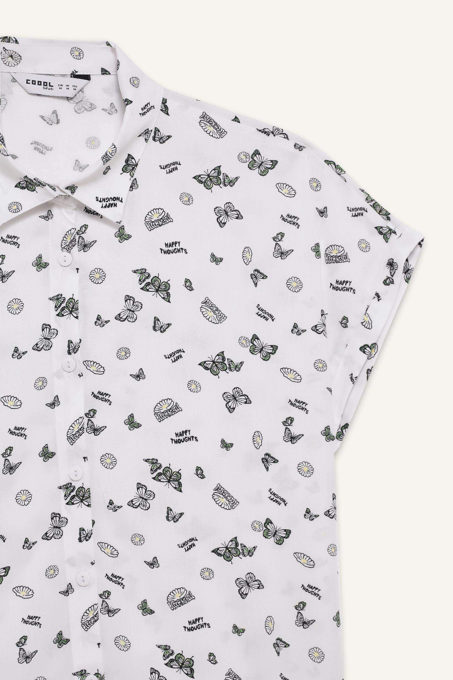 Regular Fit Shirt Collar Viscose Short Sleeve Shirt