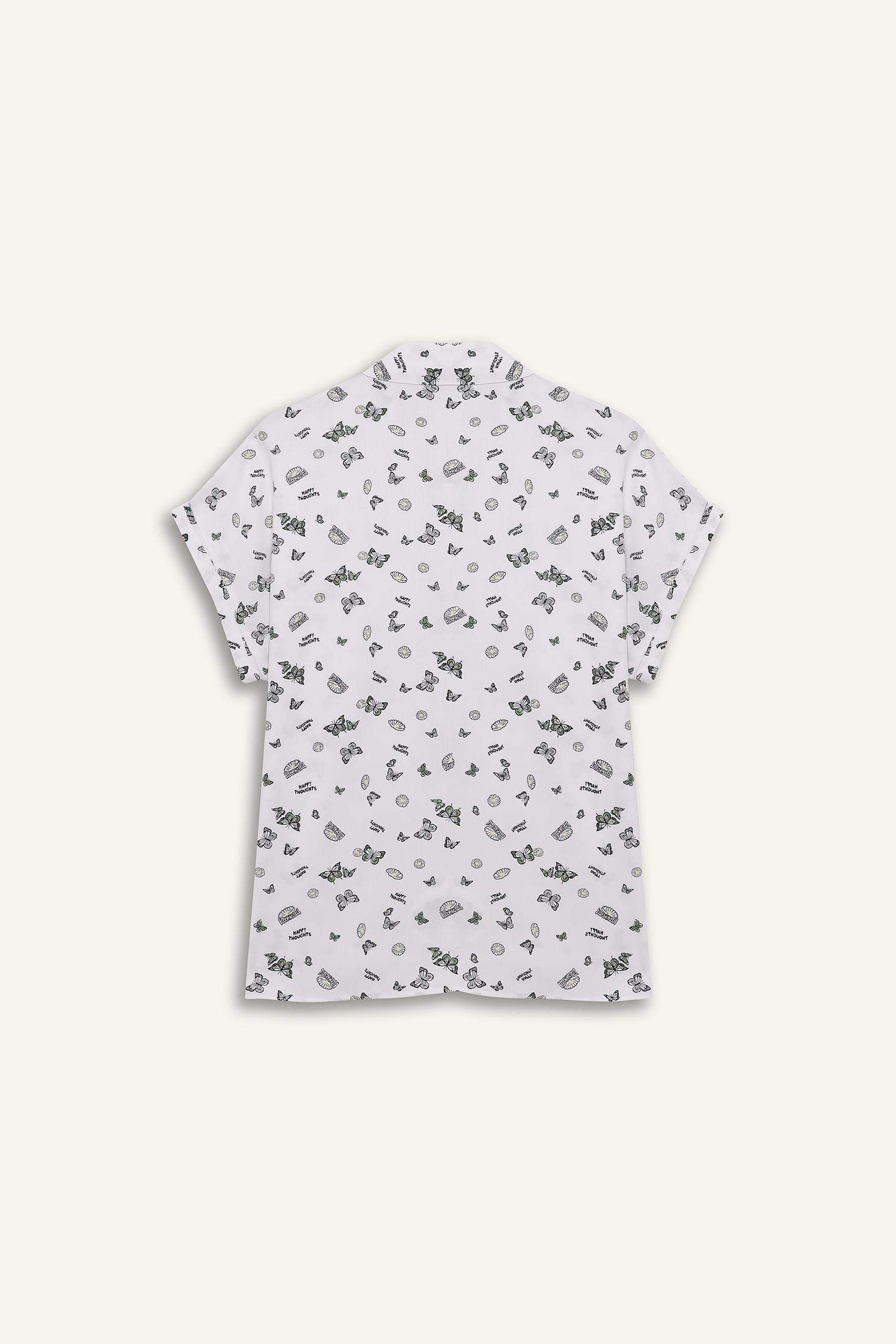 Regular Fit Shirt Collar Viscose Short Sleeve Shirt