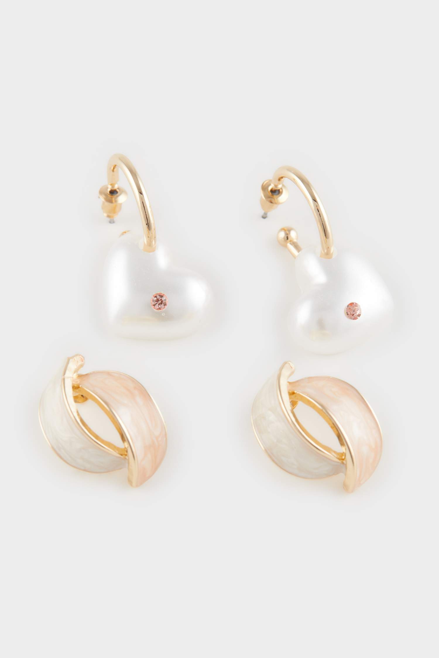 Kadın 2'li İncili Gold Küpe