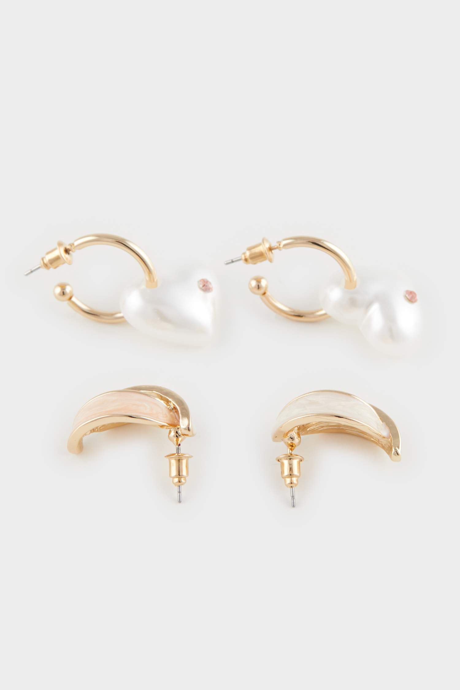 Kadın 2'li İncili Gold Küpe