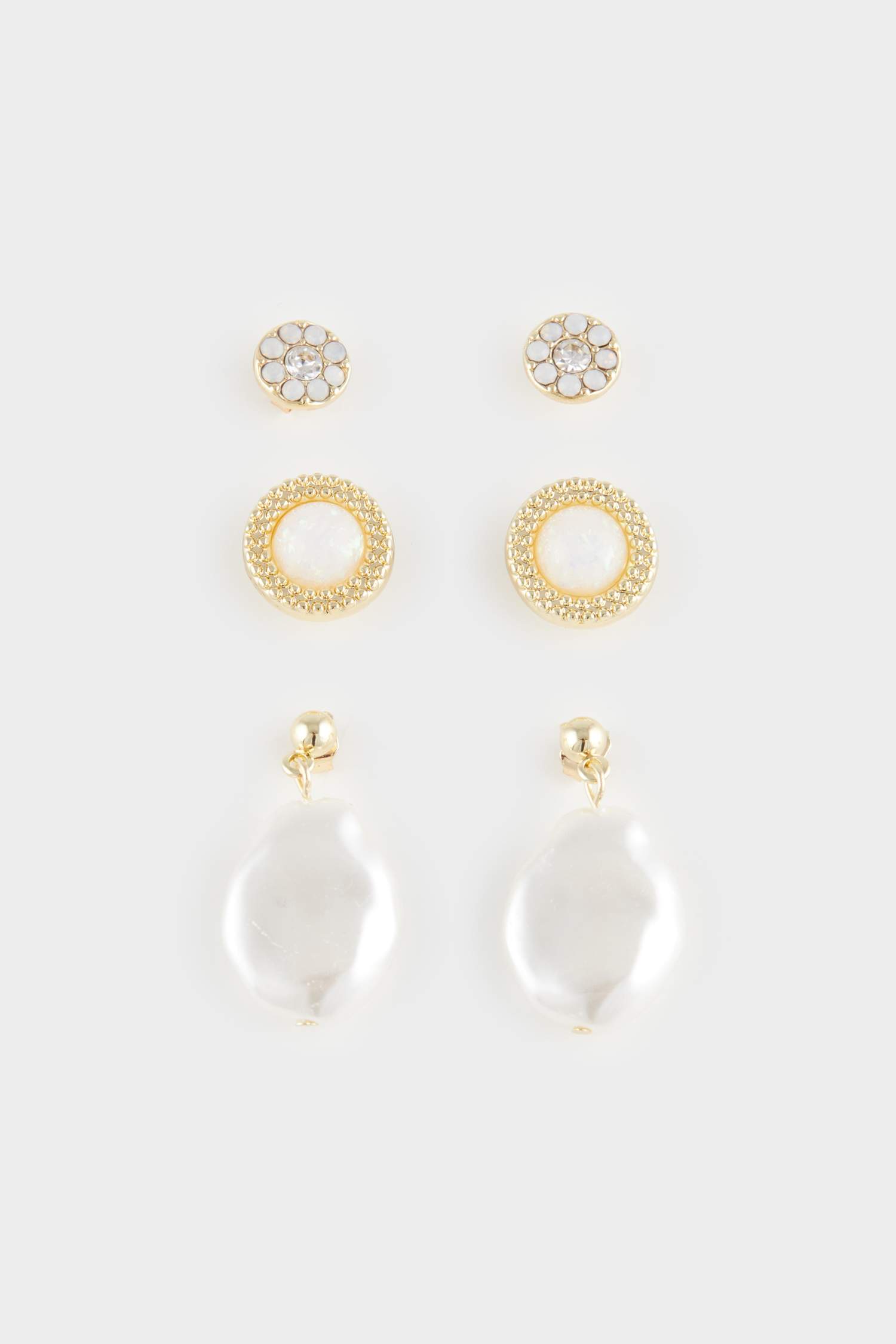 Woman 3 Piece Gold Earrings