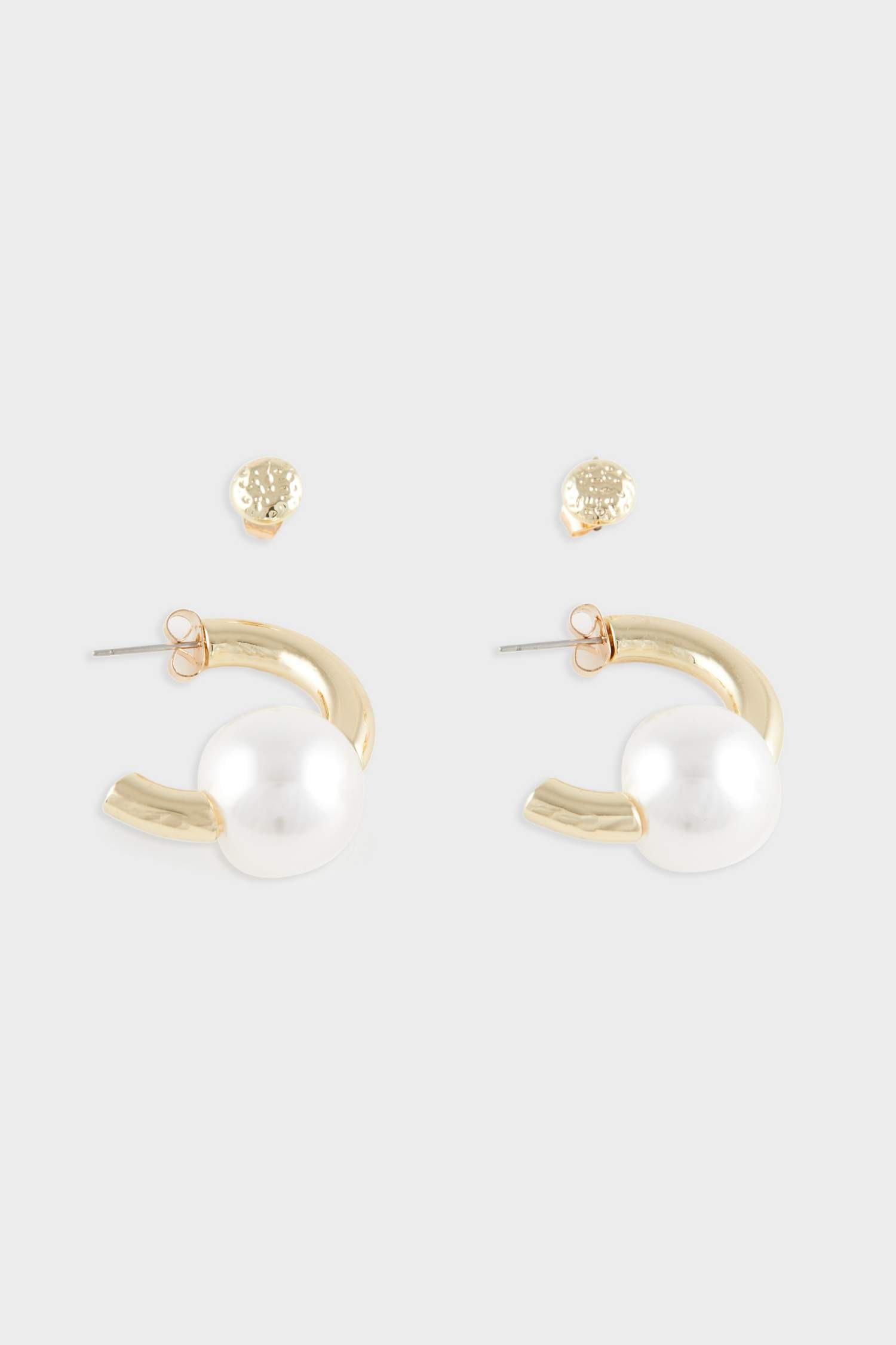 Kadın 2'li İncili Gold Küpe