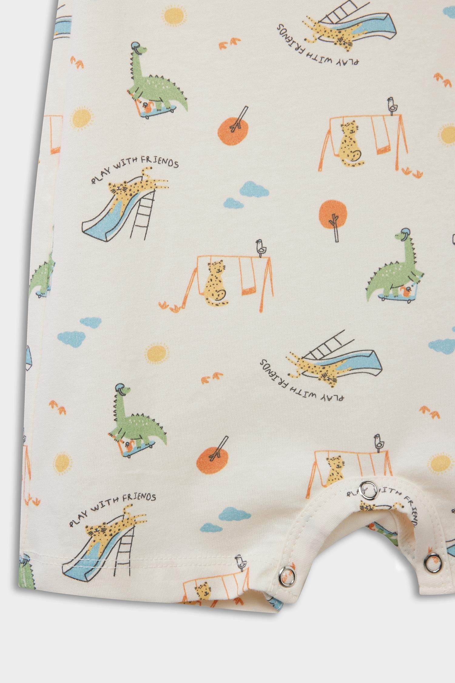 Baby Boy Newborn Animal Patterned Cotton 2 Piece Jumpsuit