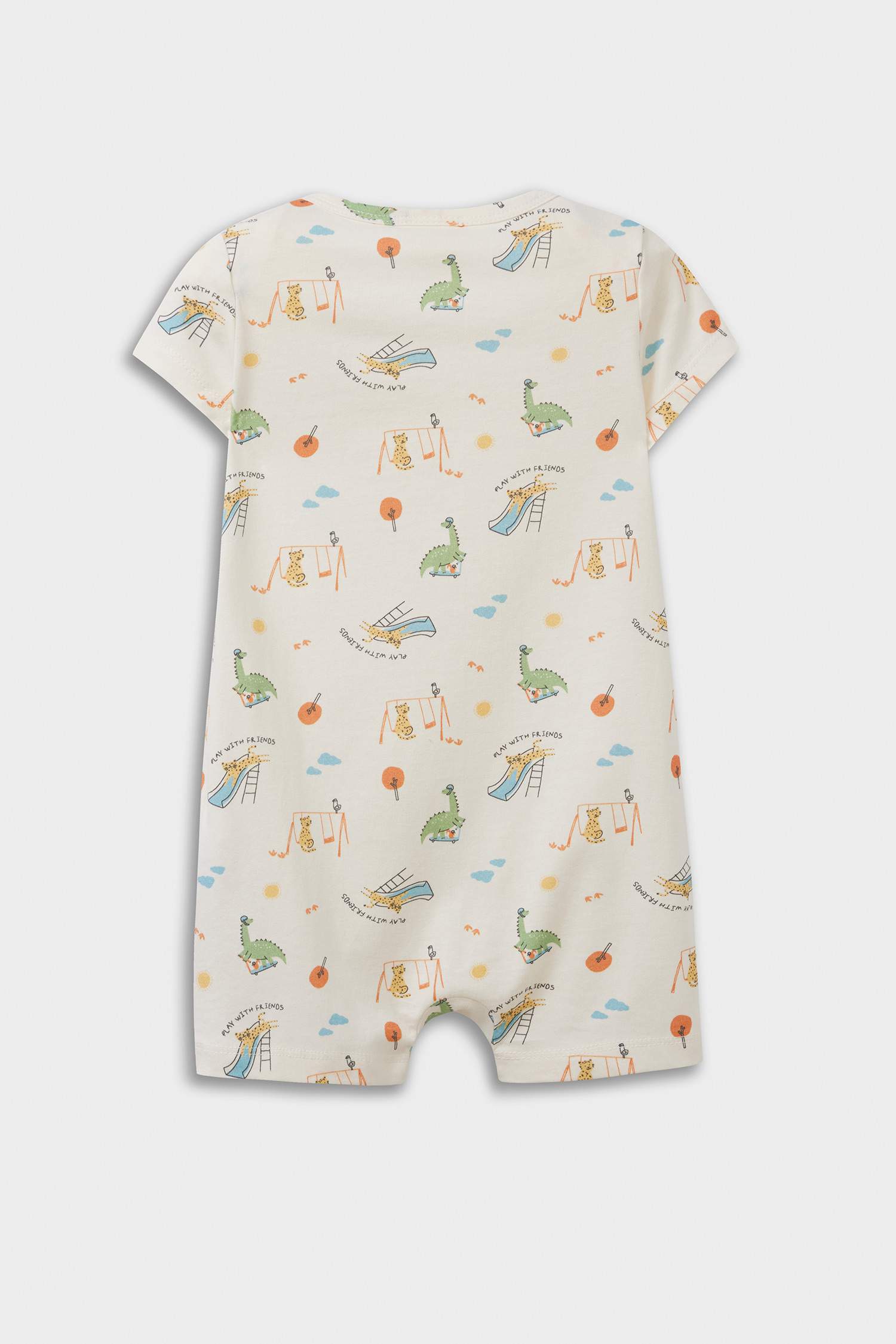 Baby Boy Newborn Animal Patterned Cotton 2 Piece Jumpsuit