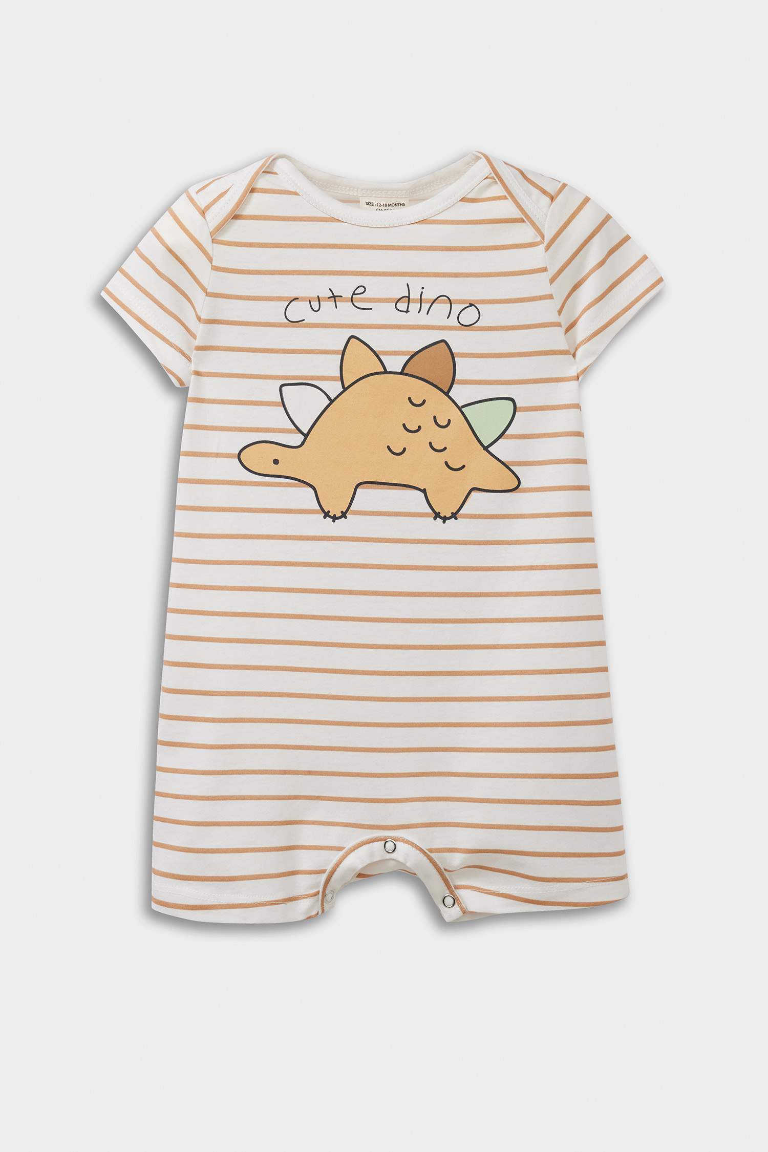 بذلة قطنية بأكمام قصيرة مطبوعة بنقش ديناصور للرضع الذكور