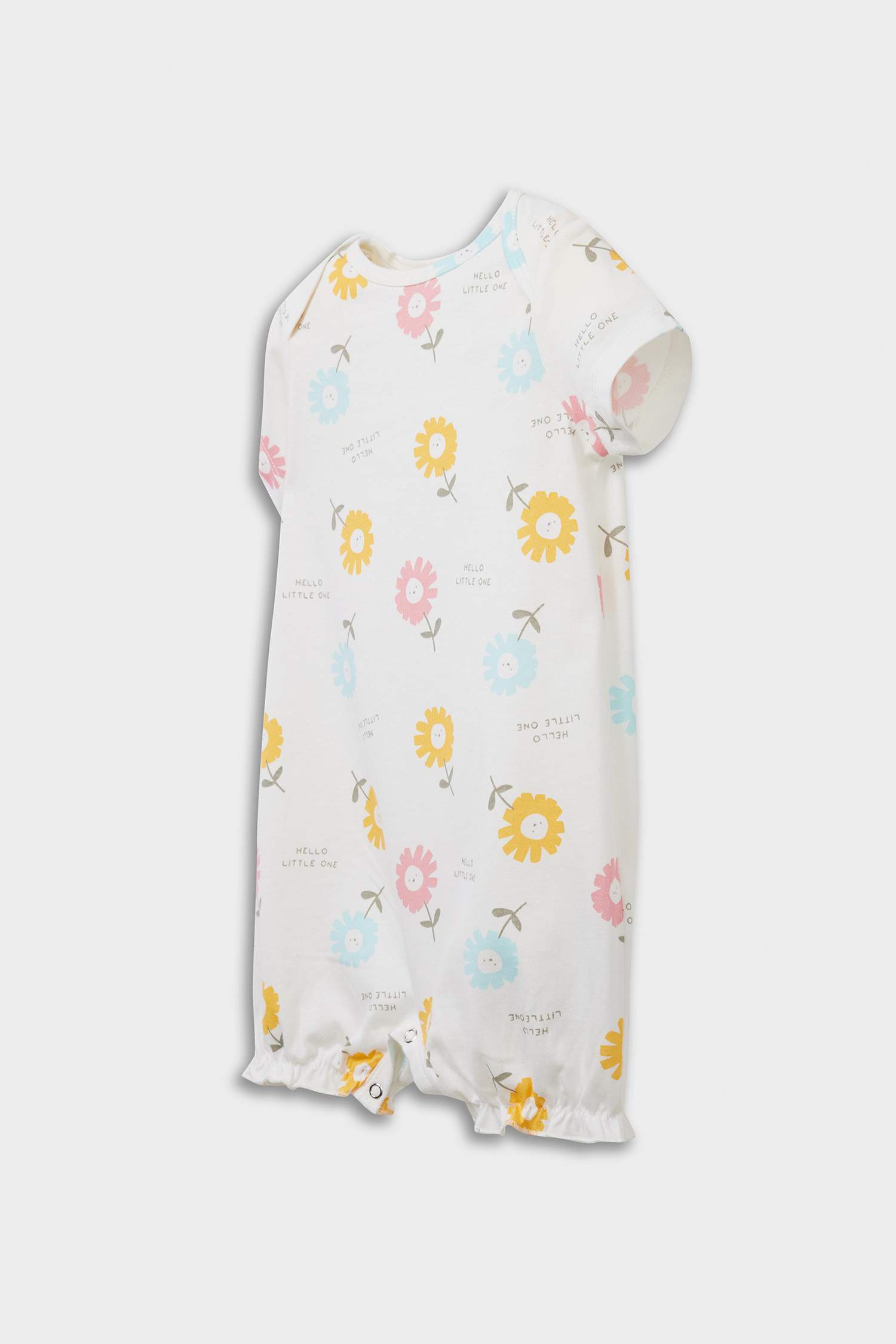 Lot de 2 Combinaisons à manches courtes en coton peigné à motifs pour bébé fille