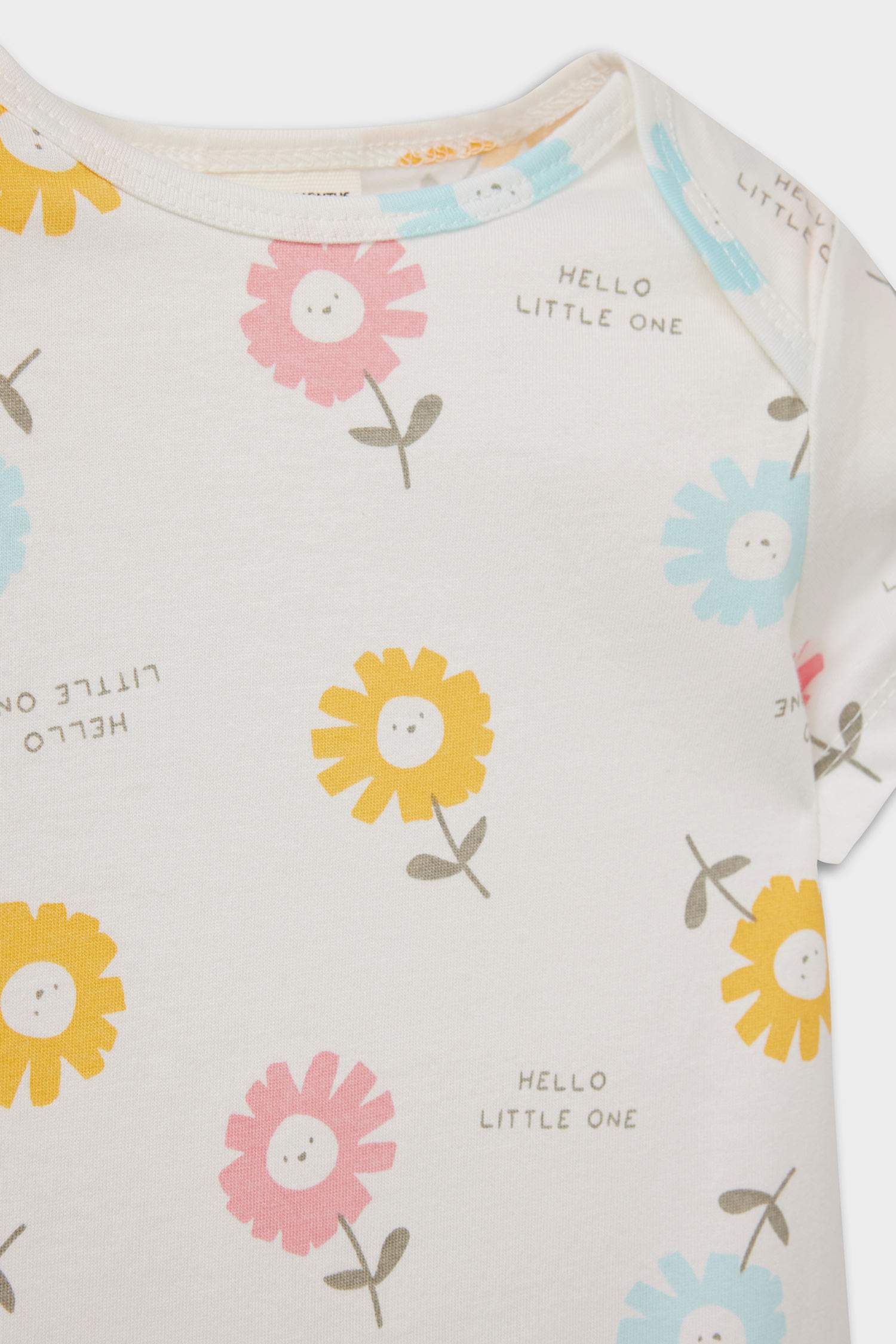Lot de 2 Combinaisons à manches courtes en coton peigné à motifs pour bébé fille