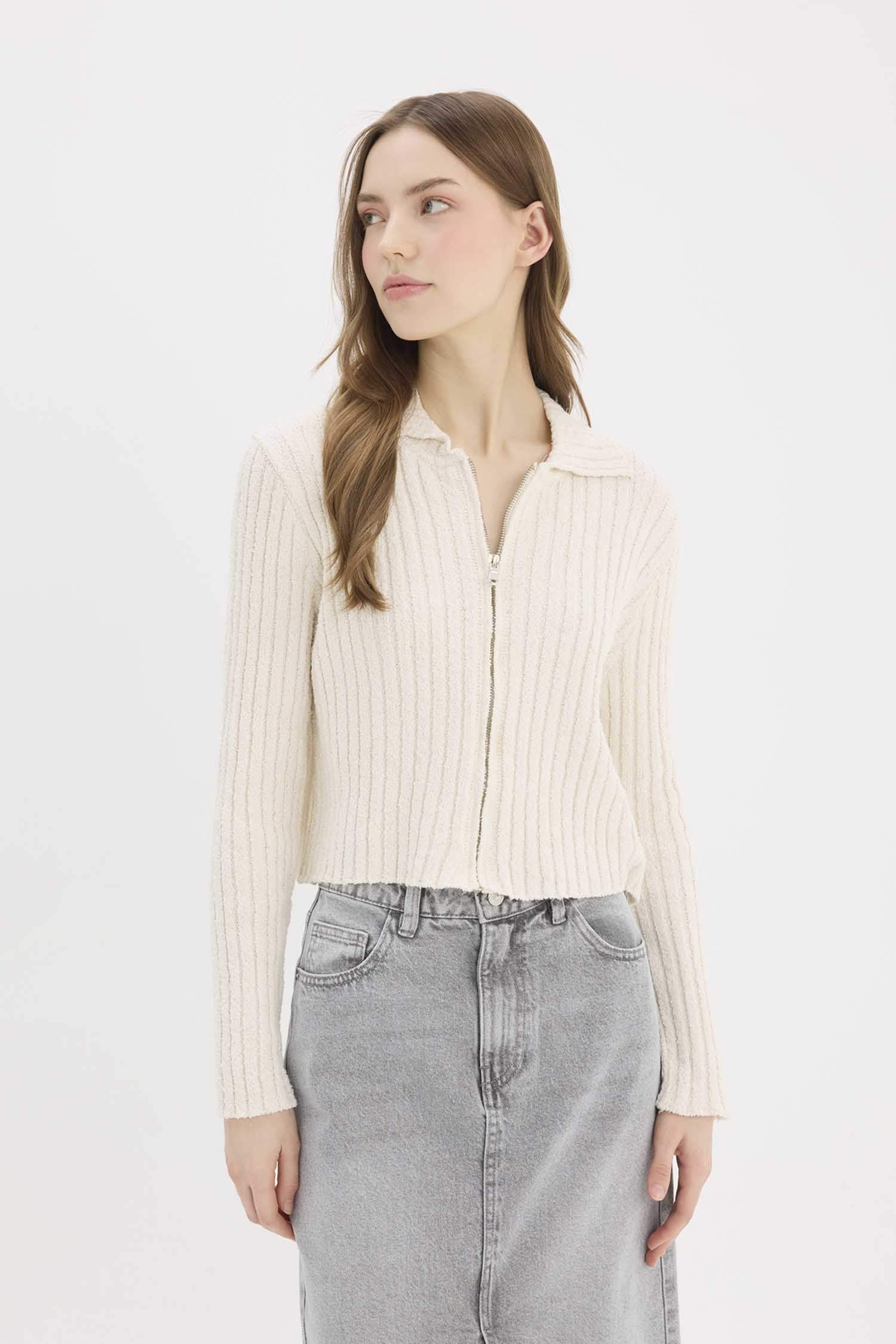 Slim Fit Polo Collar Cardigan