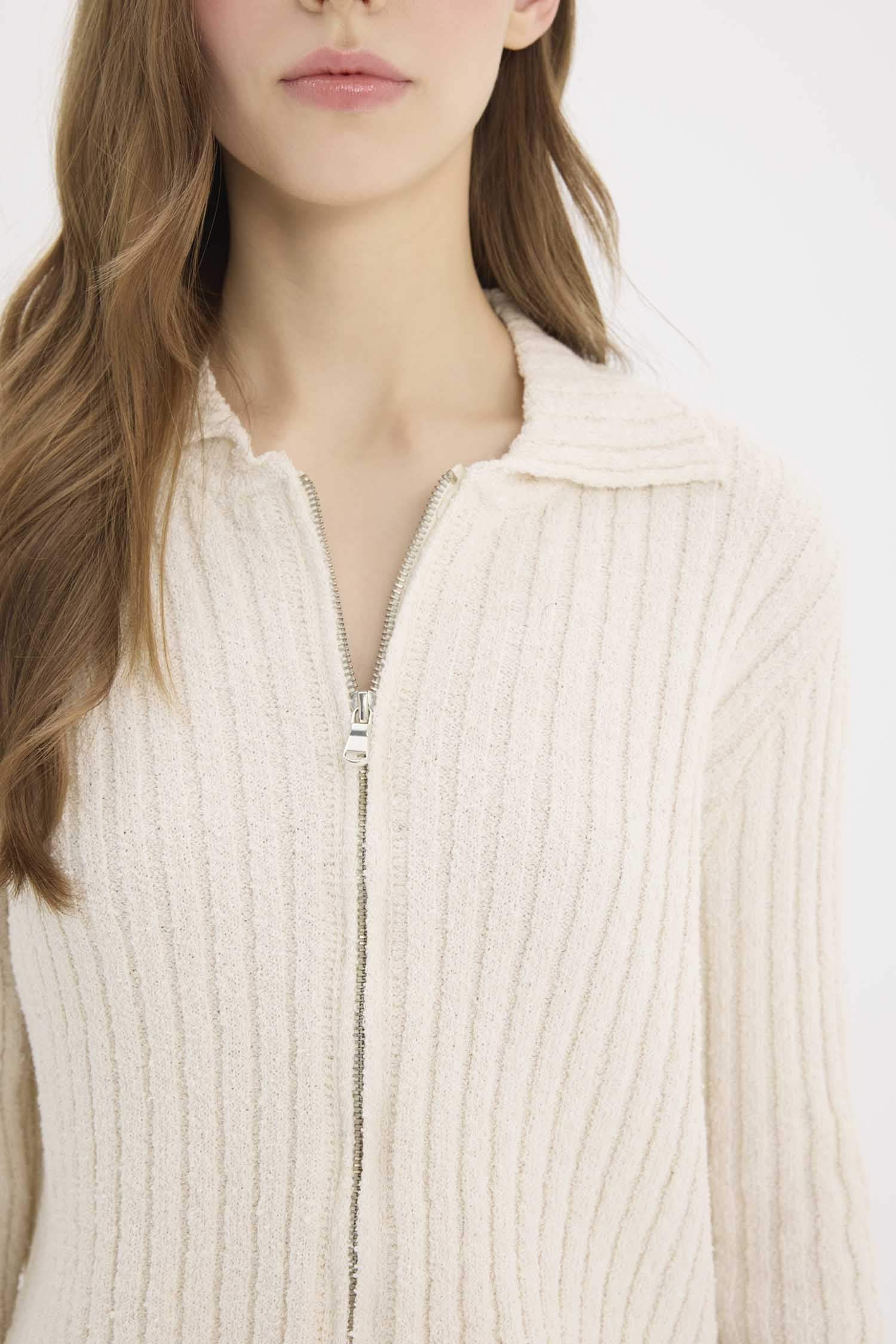 Slim Fit Polo Collar Cardigan