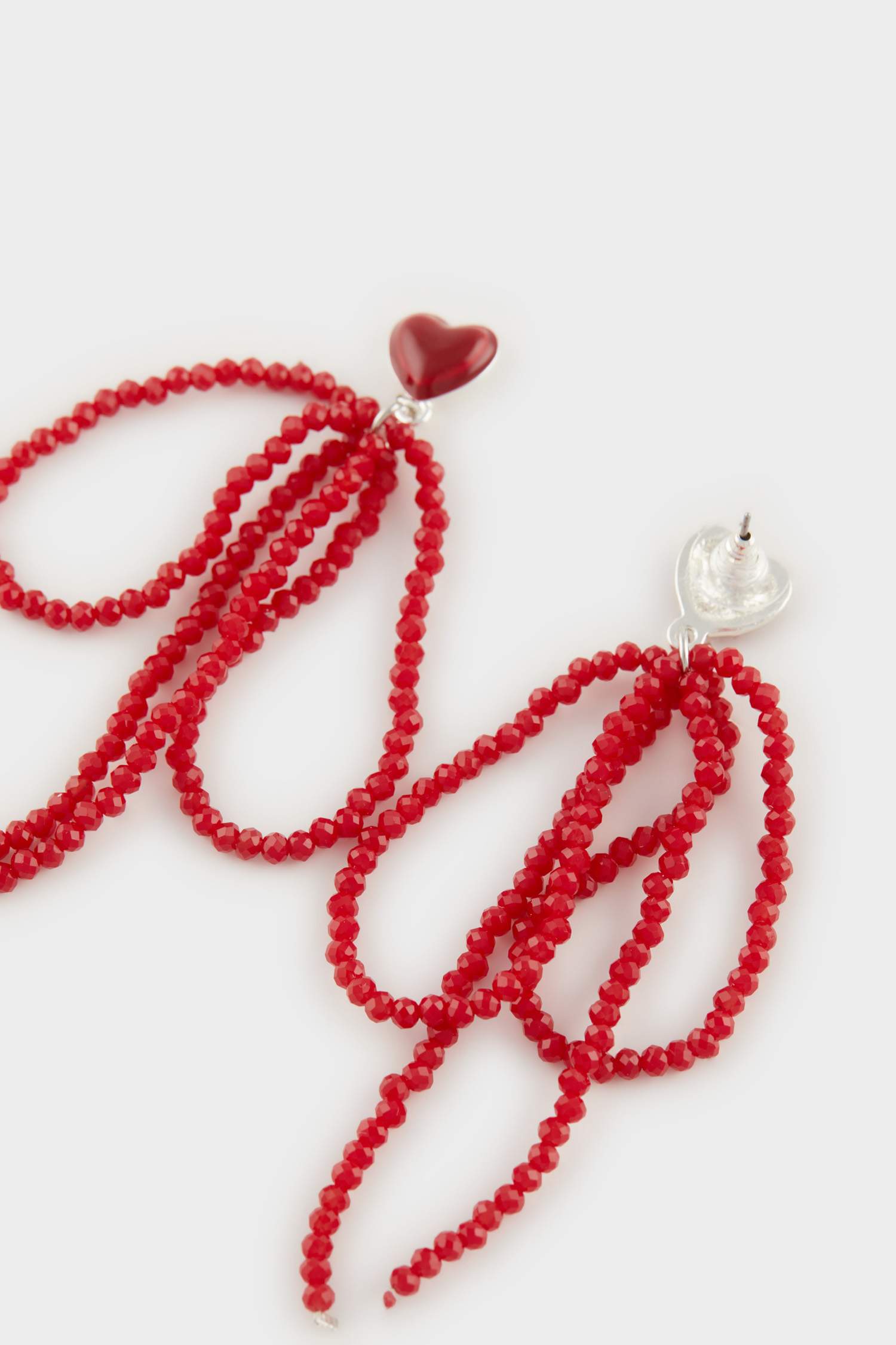 Kadın Kırmızı Desenli Küpe