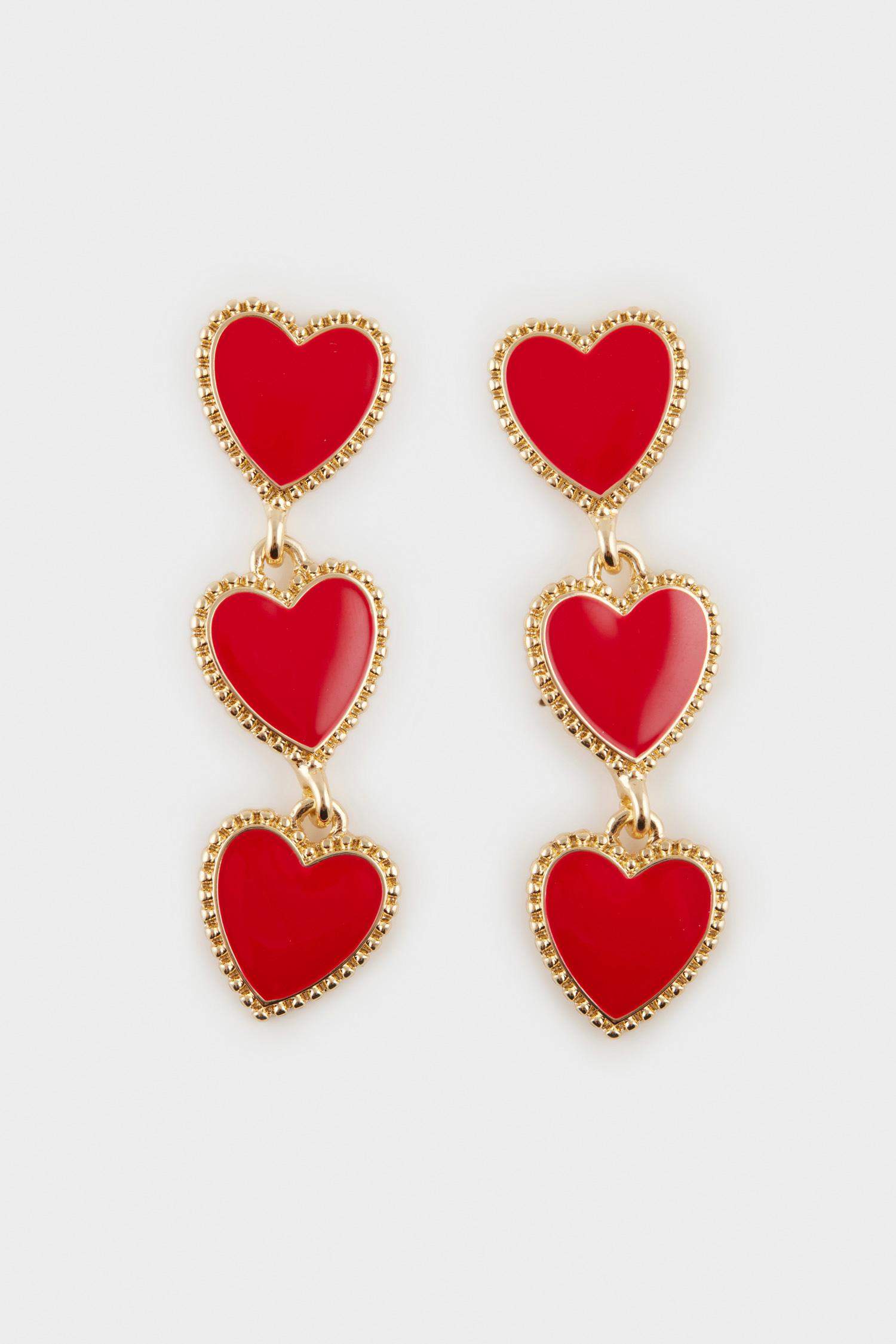 Kadın Kalp Desenli Sallantılı Küpe