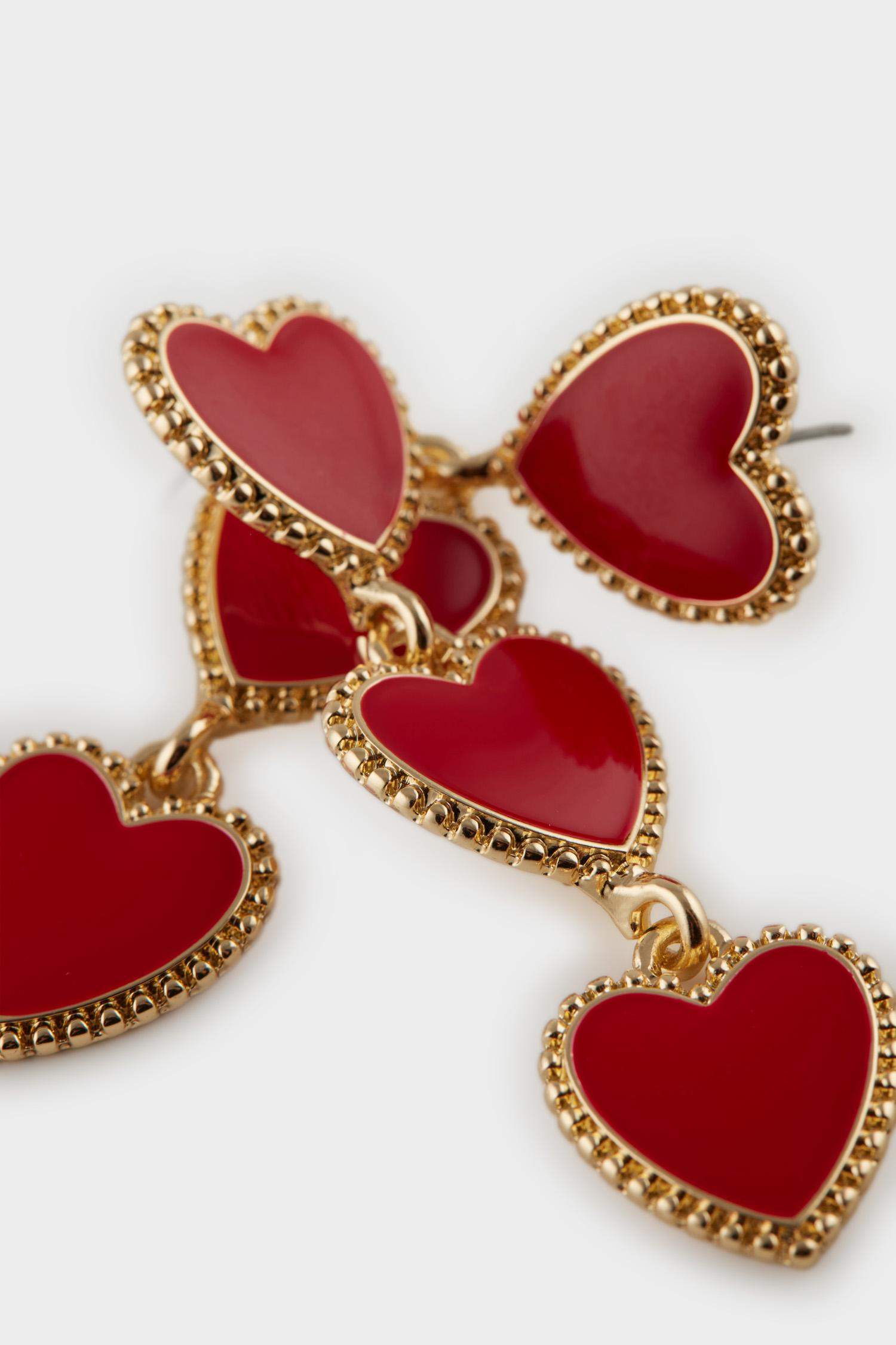 Kadın Kalp Desenli Sallantılı Küpe