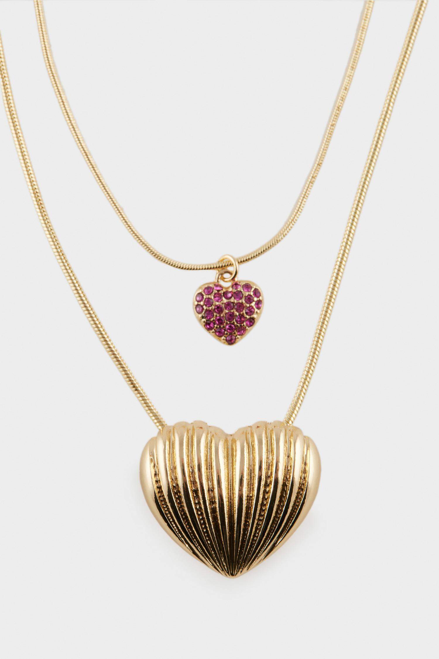 Kadın 2'li Kalpli Kolye