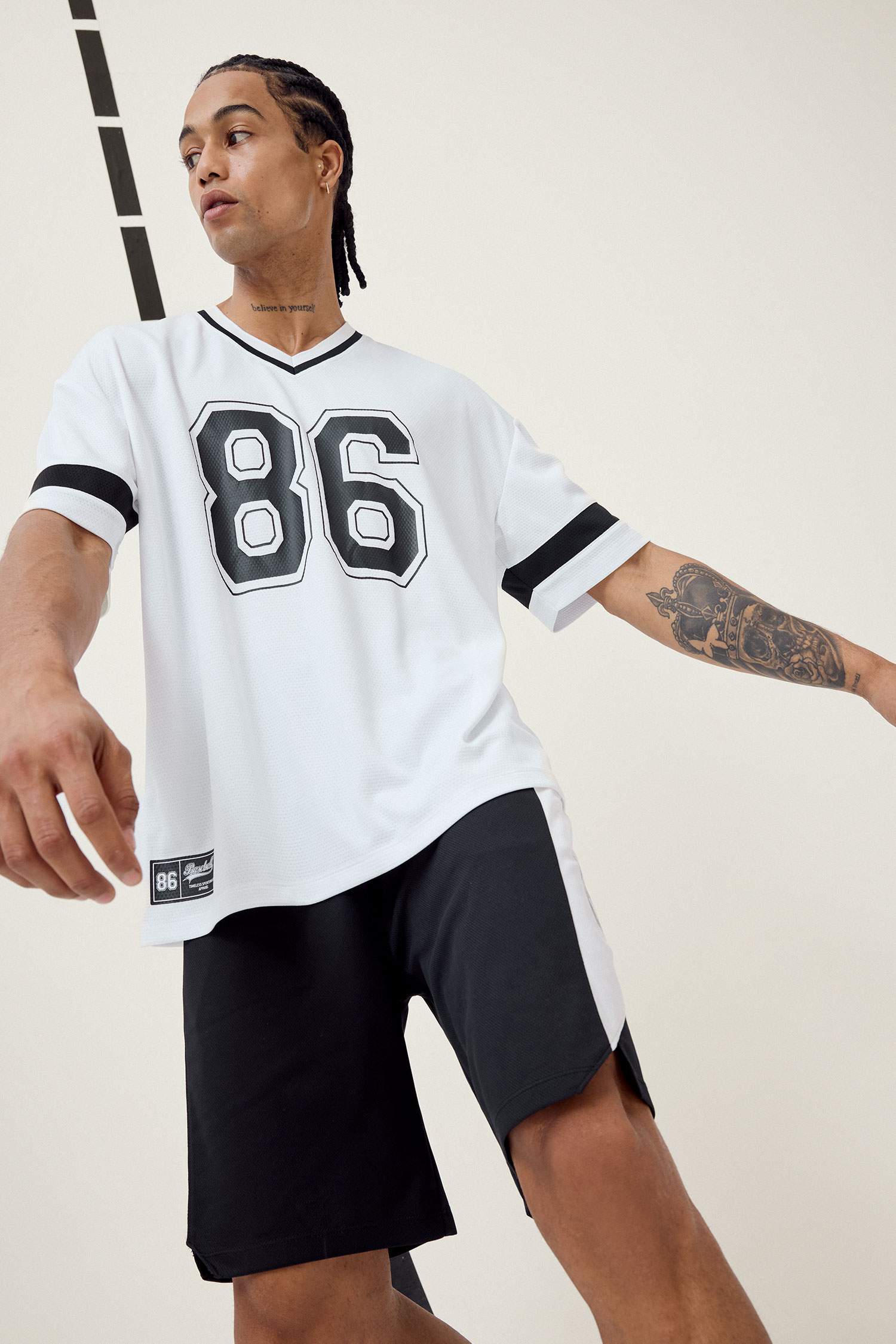 DeFactoFit من V تيشيرت رياضي مطبوع اوفر سايز بياخة