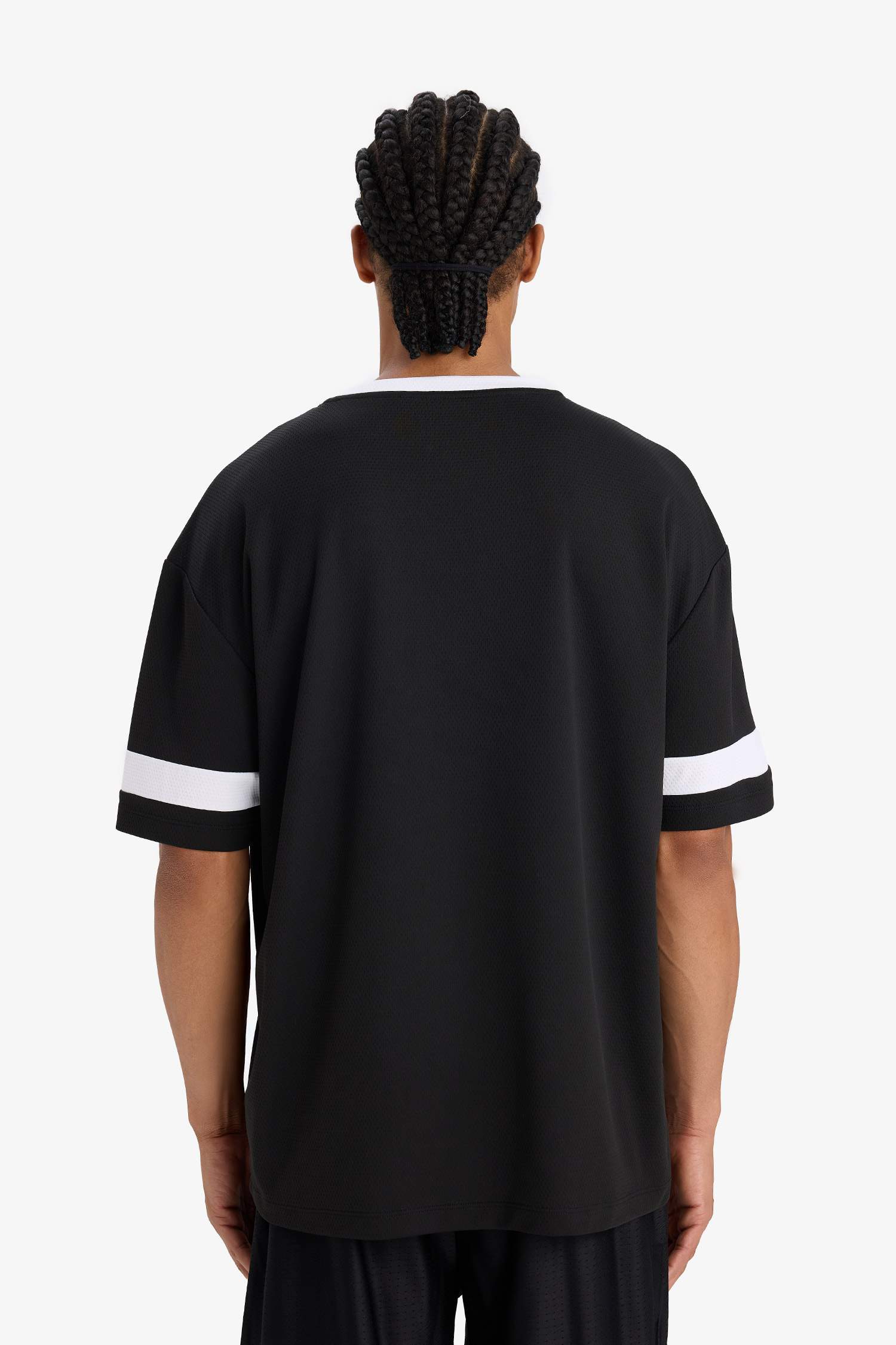 DeFactoFit Hızlı Kuruyan Oversize Geniş Kalıp Bisiklet Yaka Baskılı Sporcu Kısa Kollu Tişört