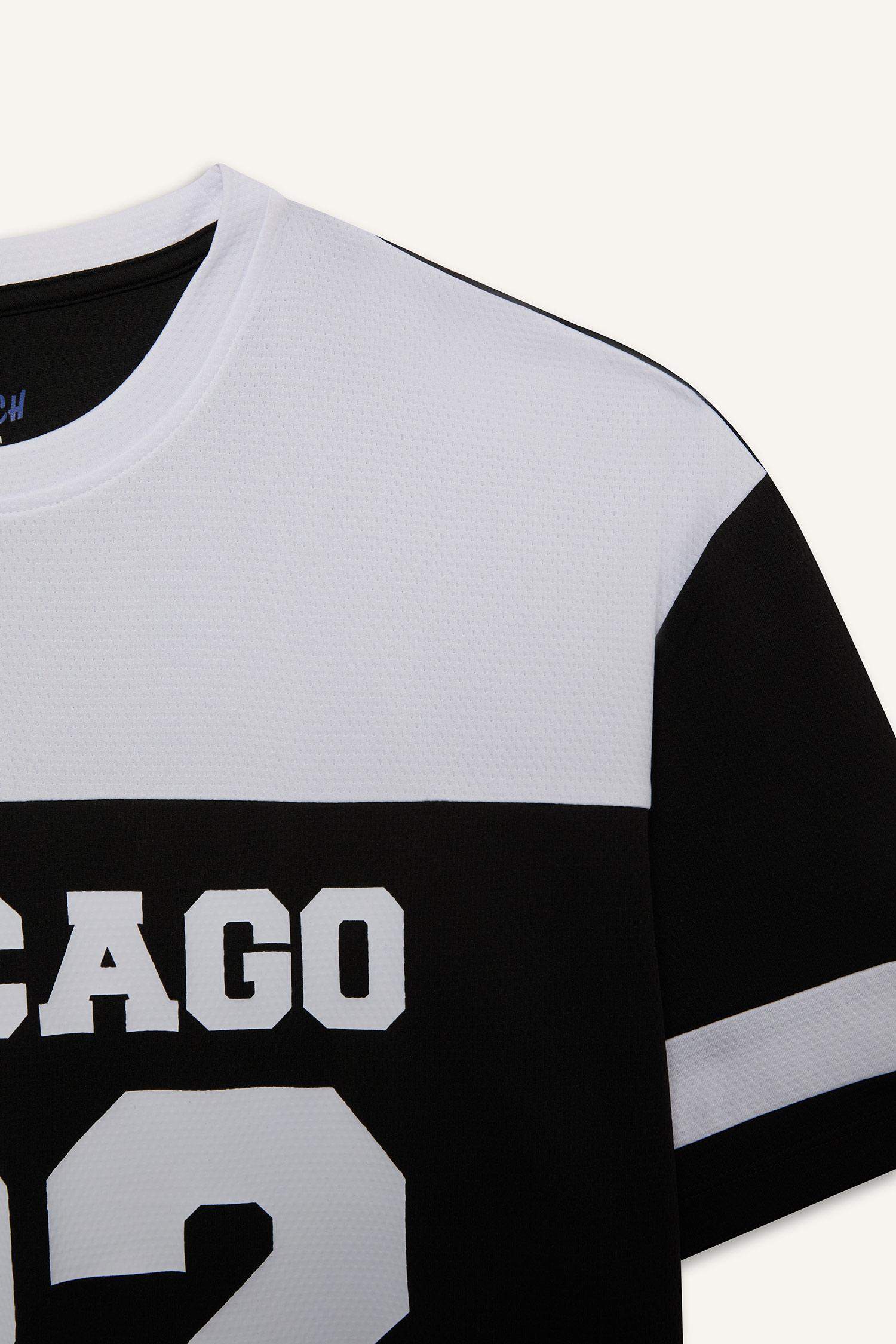 DeFactoFit Hızlı Kuruyan Oversize Geniş Kalıp Bisiklet Yaka Baskılı Sporcu Kısa Kollu Tişört