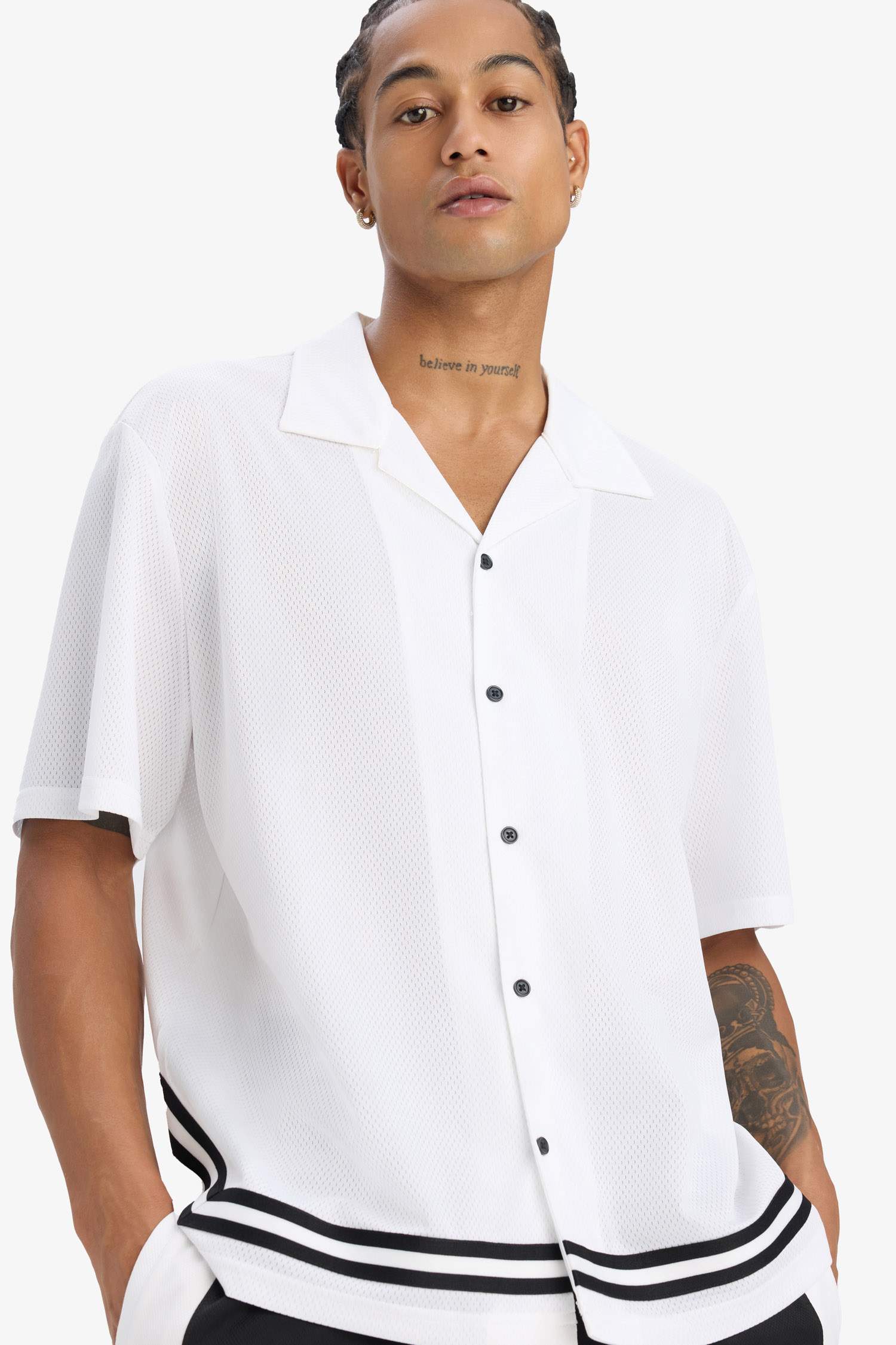 DeFactoFit Hızlı Kuruyan Oversize Geniş Kalıp Bisiklet Yaka Sırt Baskılı Sporcu Kısa Kollu Tişört