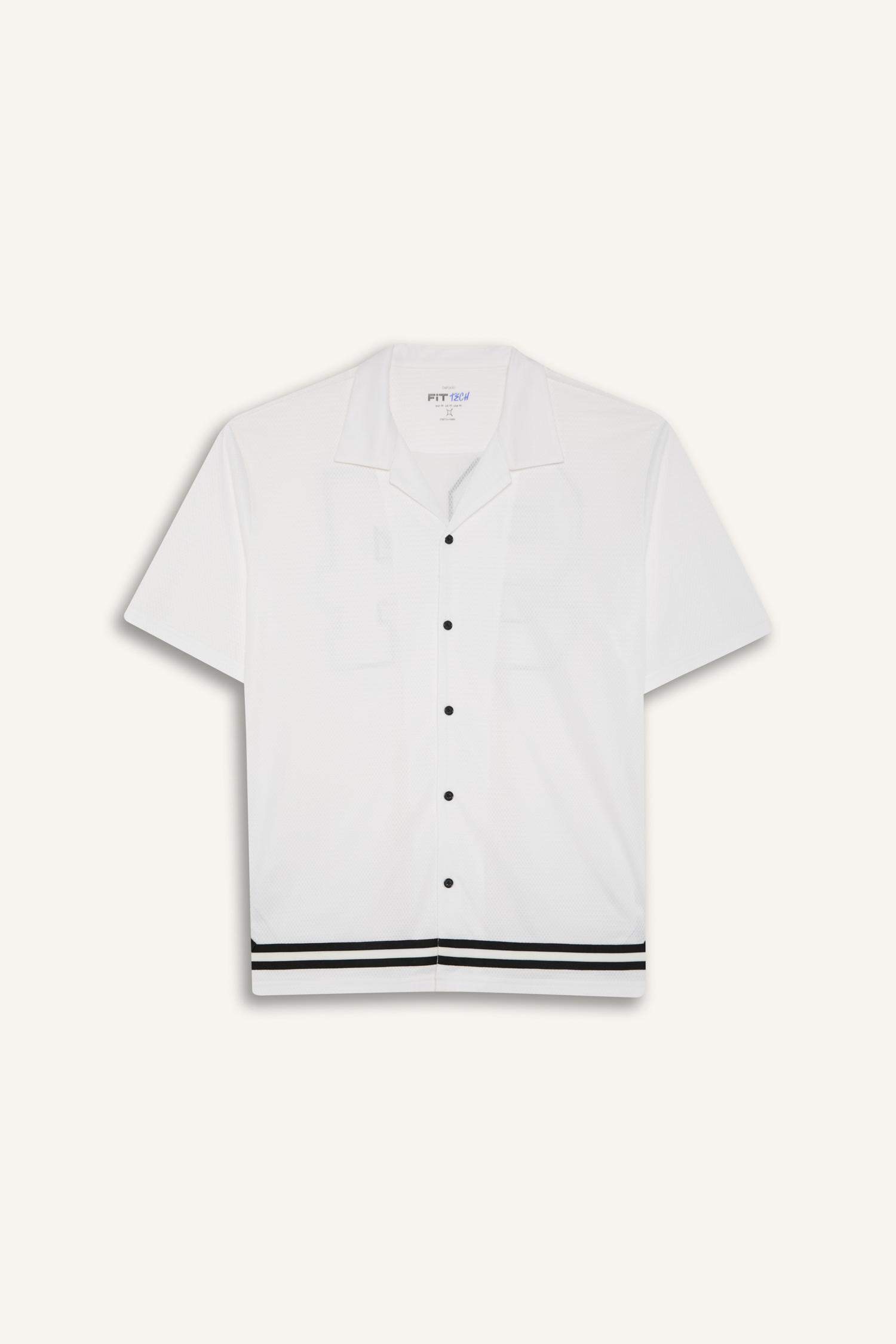 DeFactoFit Hızlı Kuruyan Oversize Geniş Kalıp Bisiklet Yaka Sırt Baskılı Sporcu Kısa Kollu Tişört