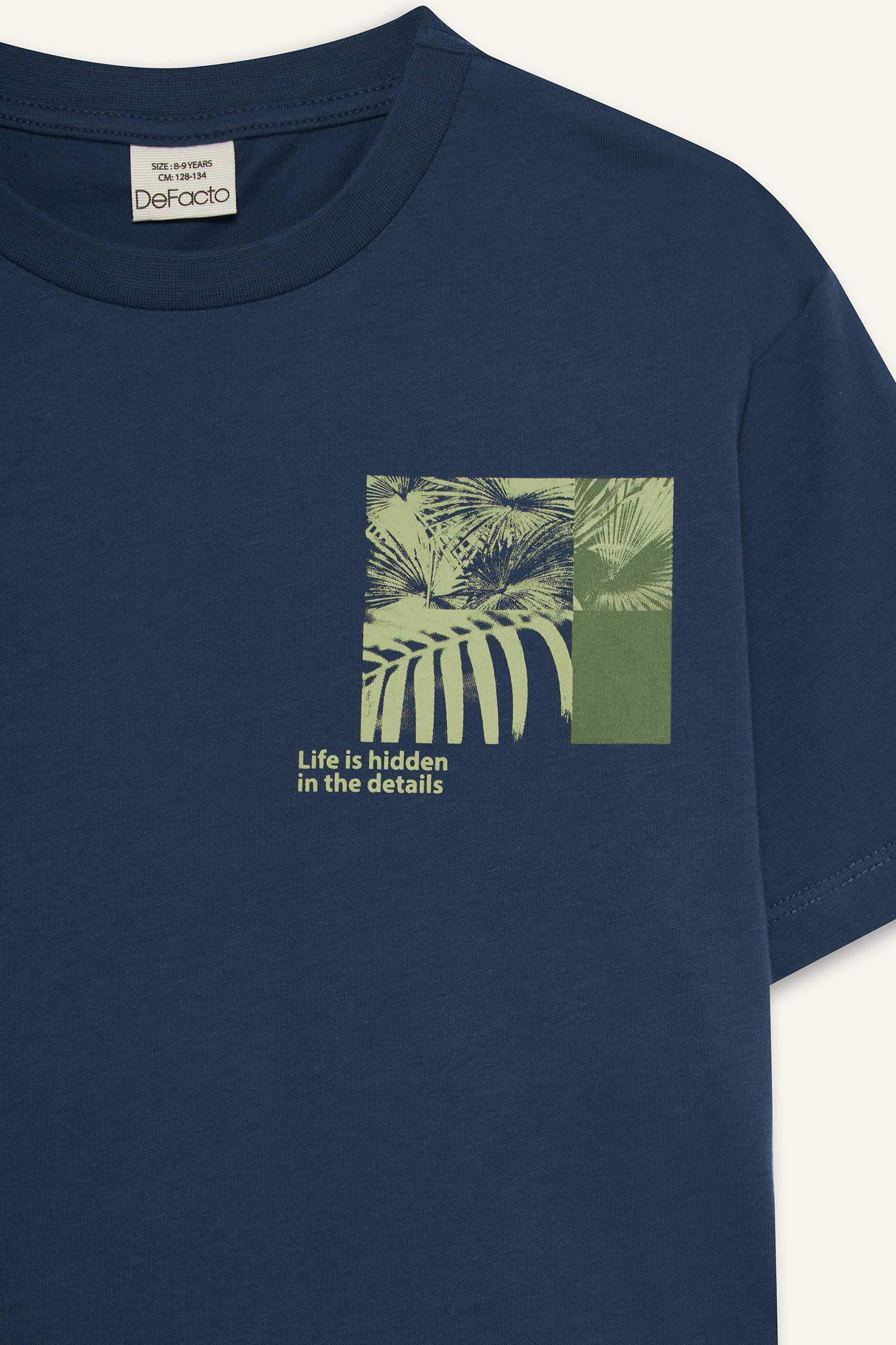 Erkek Çocuk Bisiklet Yaka Baskılı Kısa Kollu Tişört