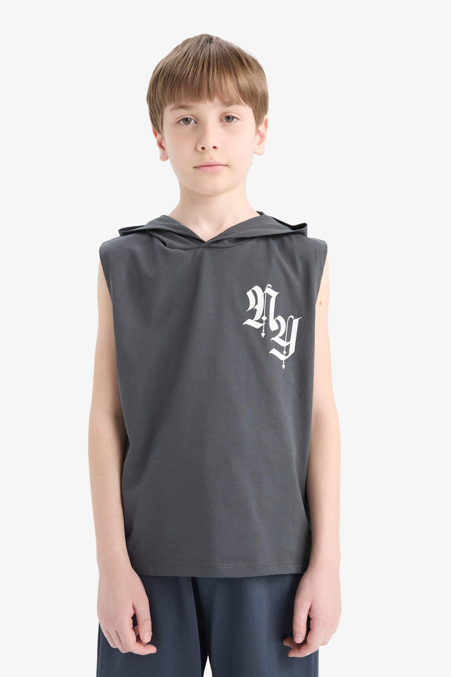 Erkek Çocuk Kapüşonlu Baskılı Atlet