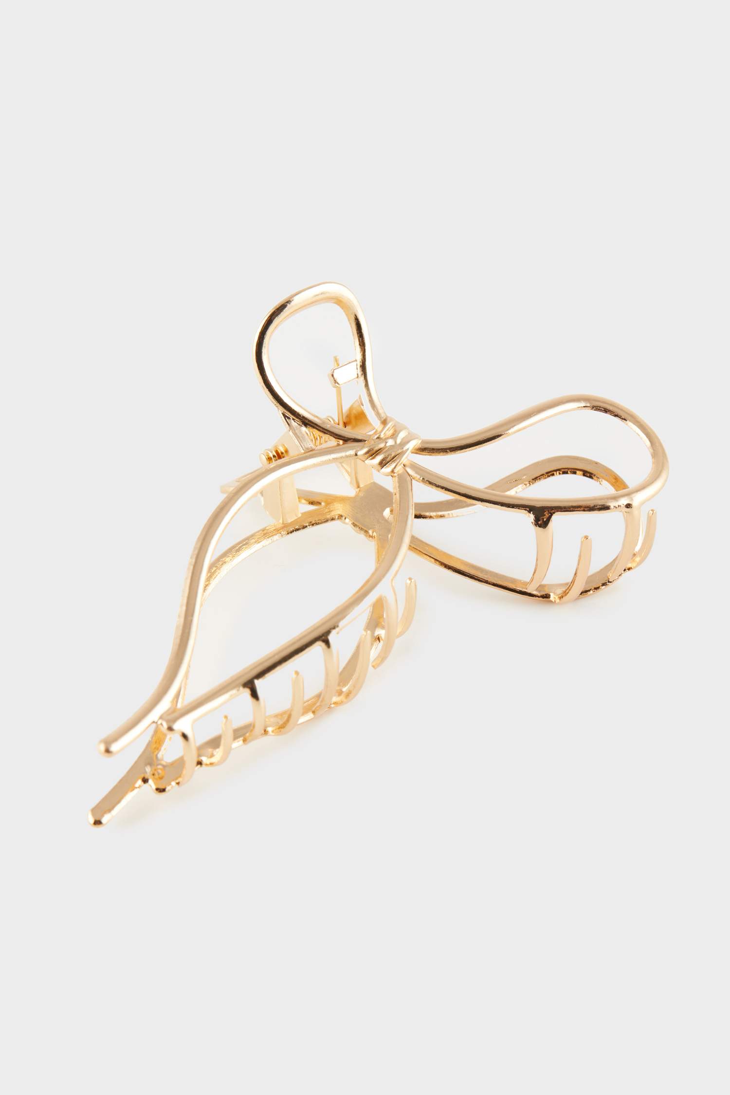 Woman Ribbon Look Gold Hair Clips