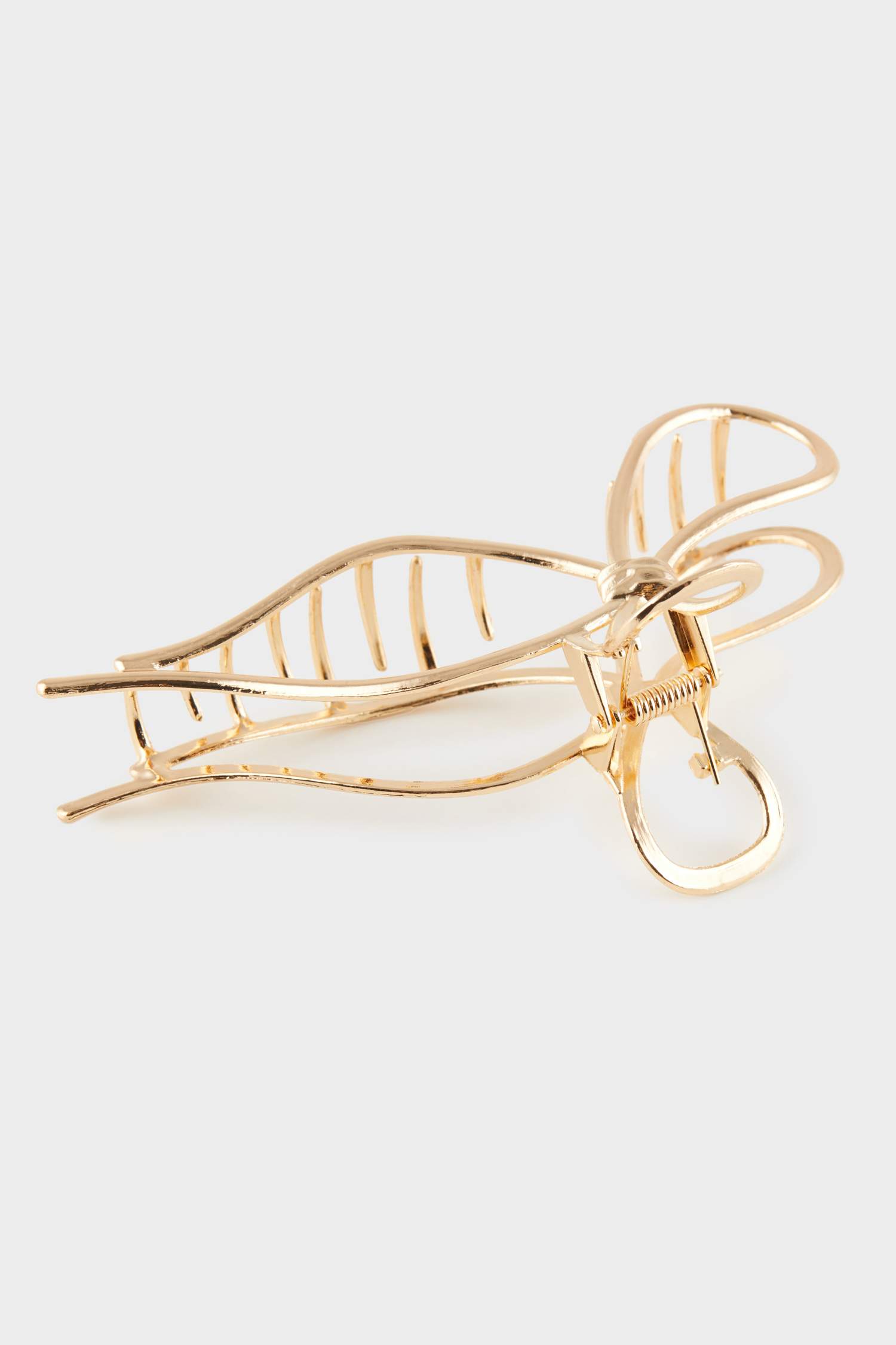 Woman Ribbon Look Gold Hair Clips