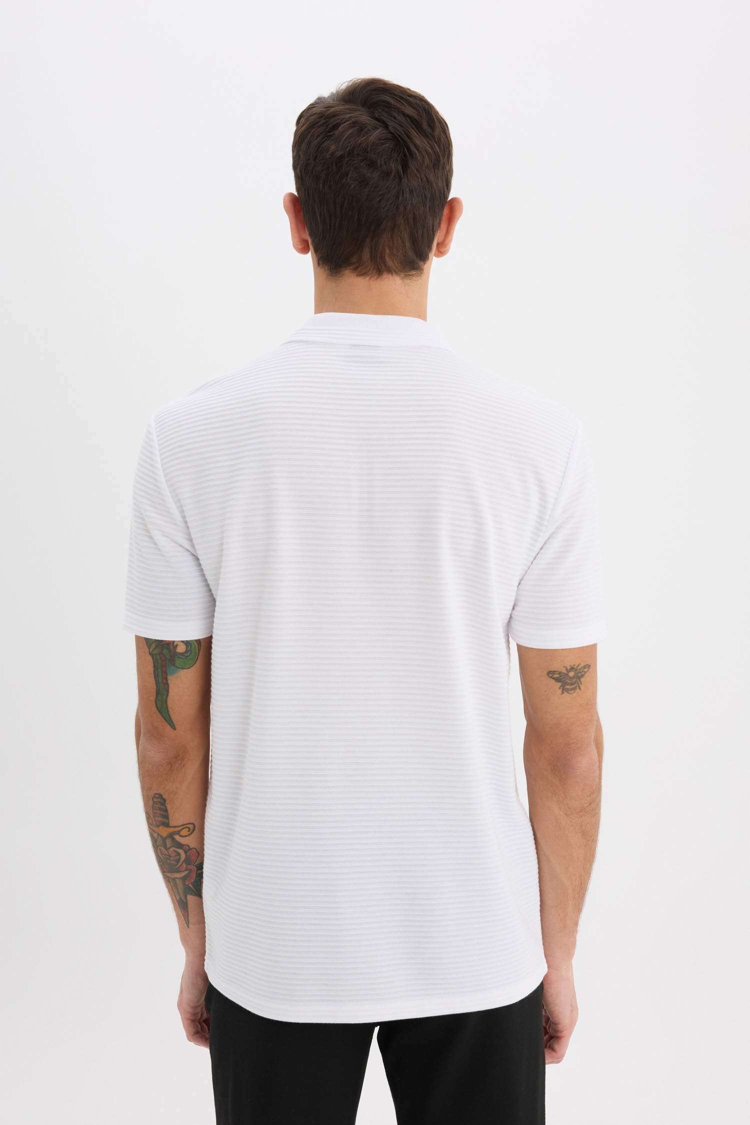 Regular Fit Zippered Short Sleeve Polo T-Shirt