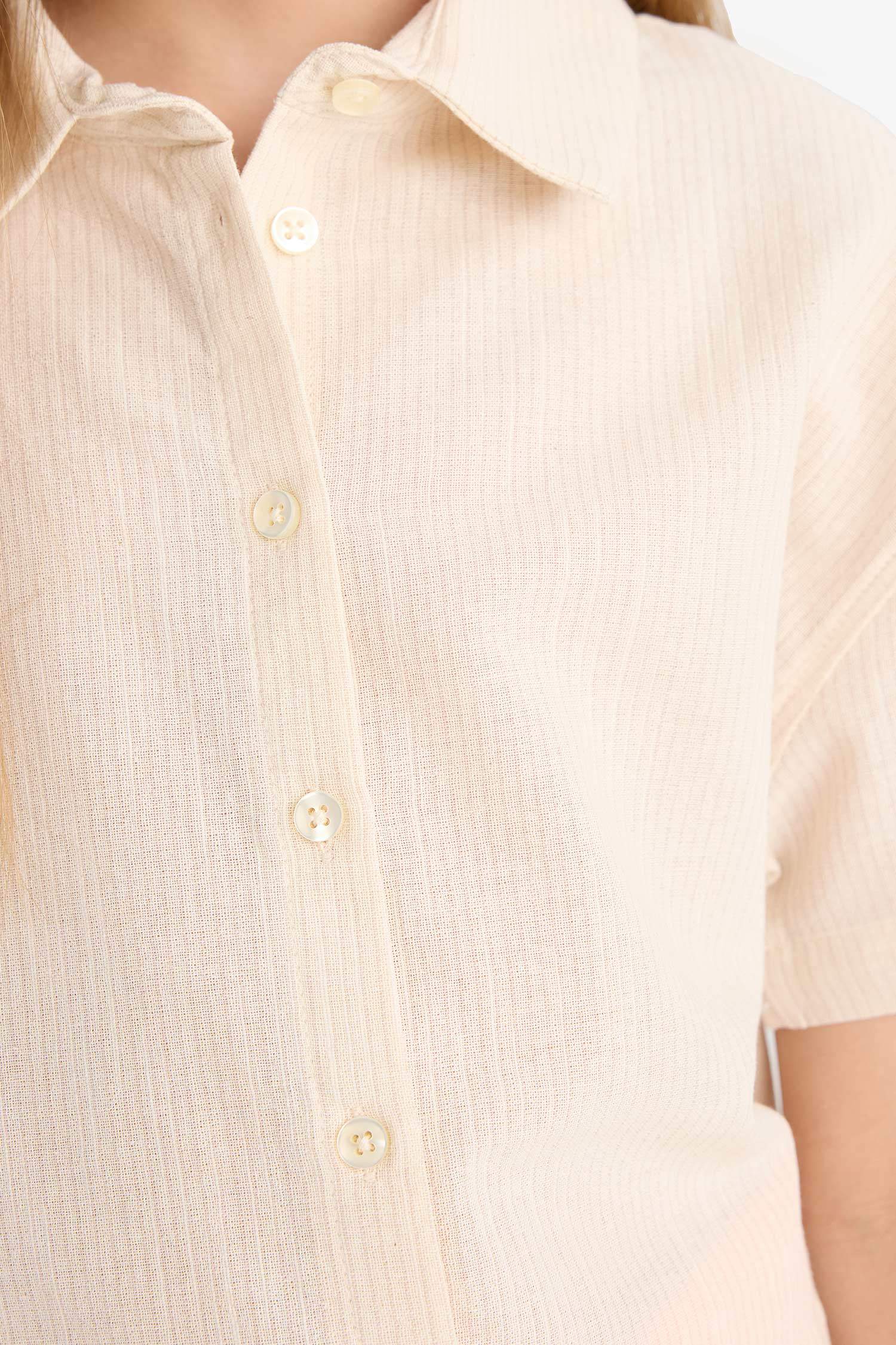 Girl Cropped Fit Cotton Short Sleeve Shirt